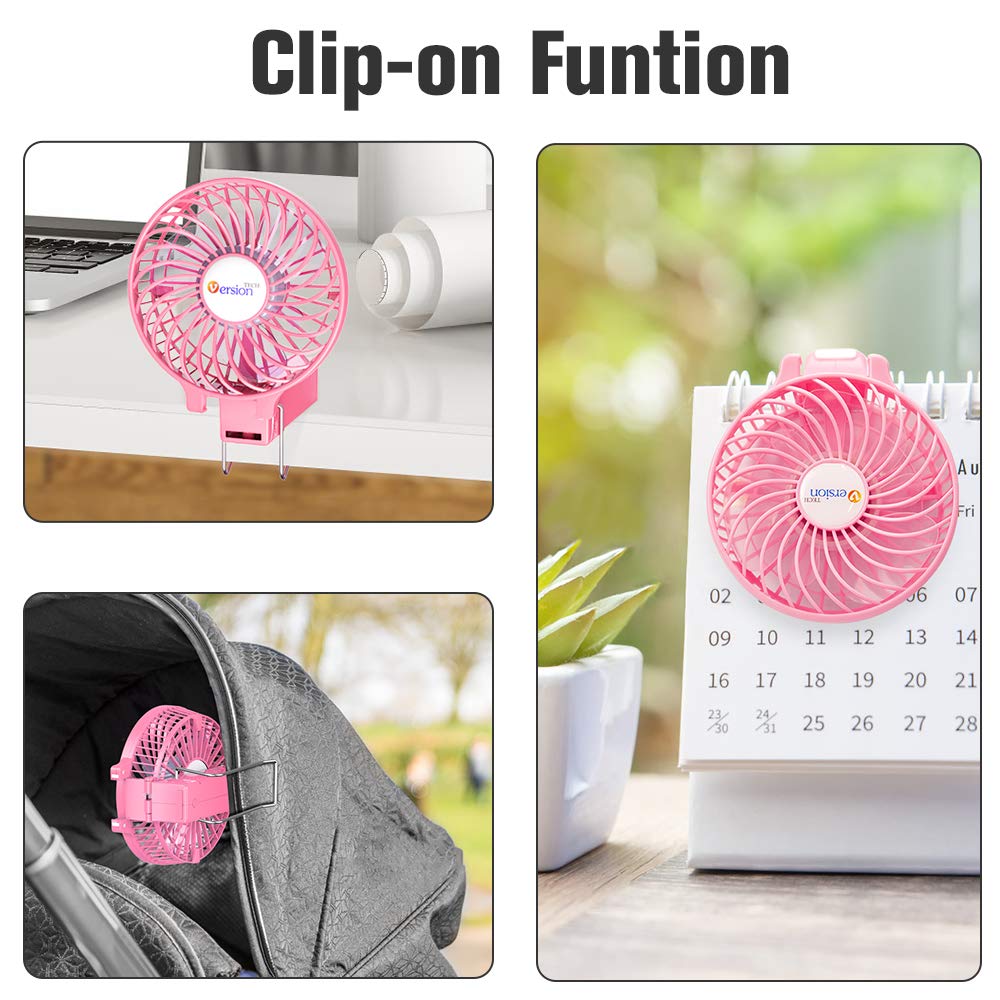Versiontech. Mini Handheld Fan, Usb Desk Fan, Small Personal Portable Table Fan With Usb Rechargeable Battery Operated Cooling F