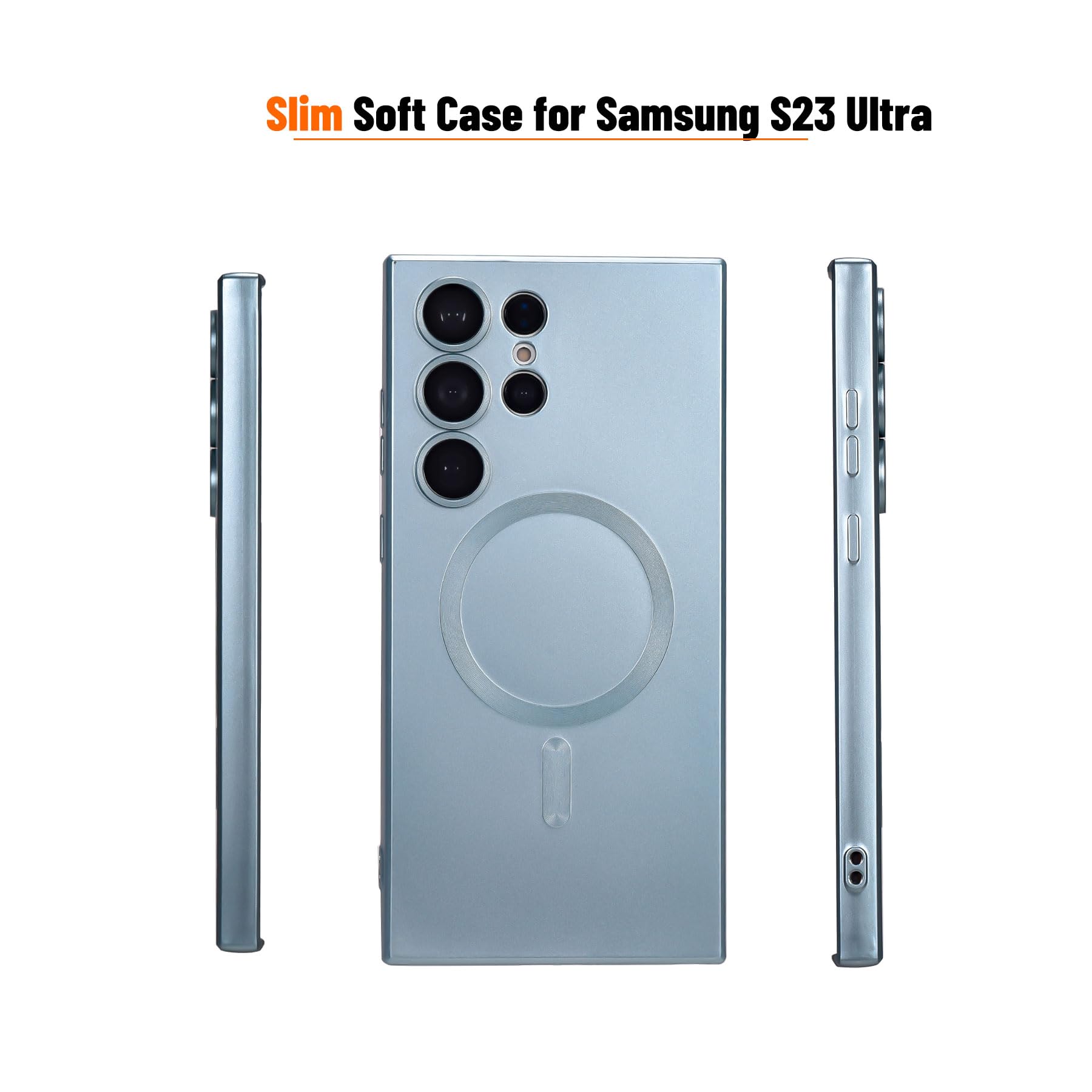 Yetagso Magnetic For Samsung Galaxy S23 Ultra Case,Soft Silicone Samsung S23 Ultra Phone Case With Camera Protection,Anti Finger