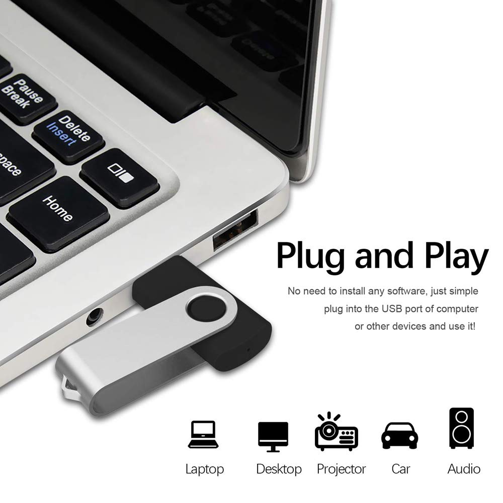 Flash Drives 32Gb, Aiibe 20 Pack 32 Gb Flash Drive Bulk Usb Flash Drives 32Gb Usb 2.0 Thumb Drive Swivel Memory Stick Usb Drive (32Gb, Black)