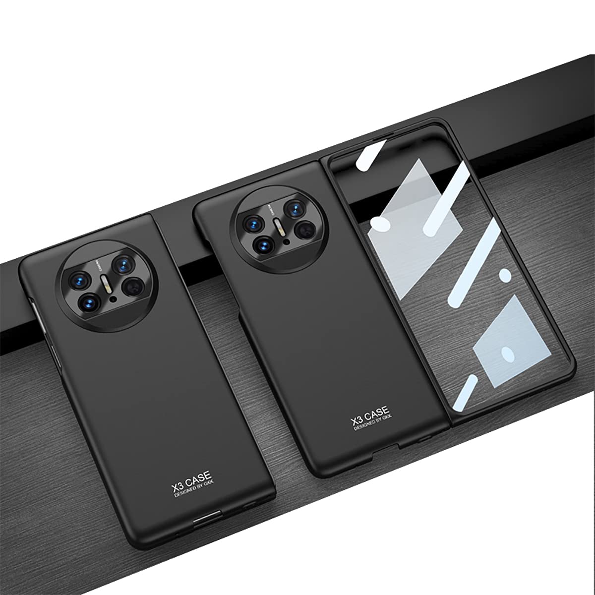 Coque Mate X3 Case,Ultra Slim Tempered Film 3Mm Narrow Border All Inclusive Protection Shockproof Case For Mate X3 Black