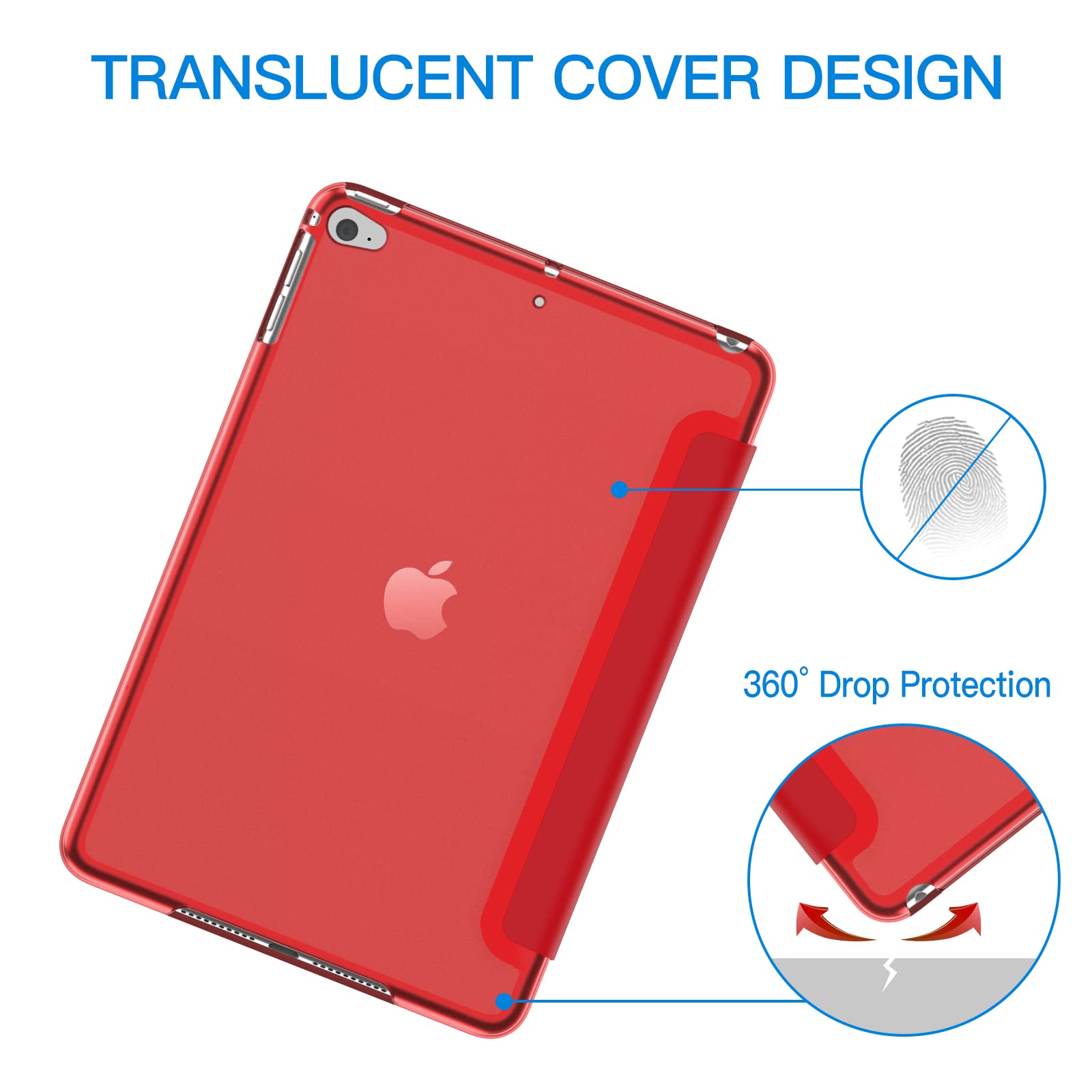 Jetech Case For Ipad Mini 4, Smart Cover With Auto Sleep/Wake (Red)