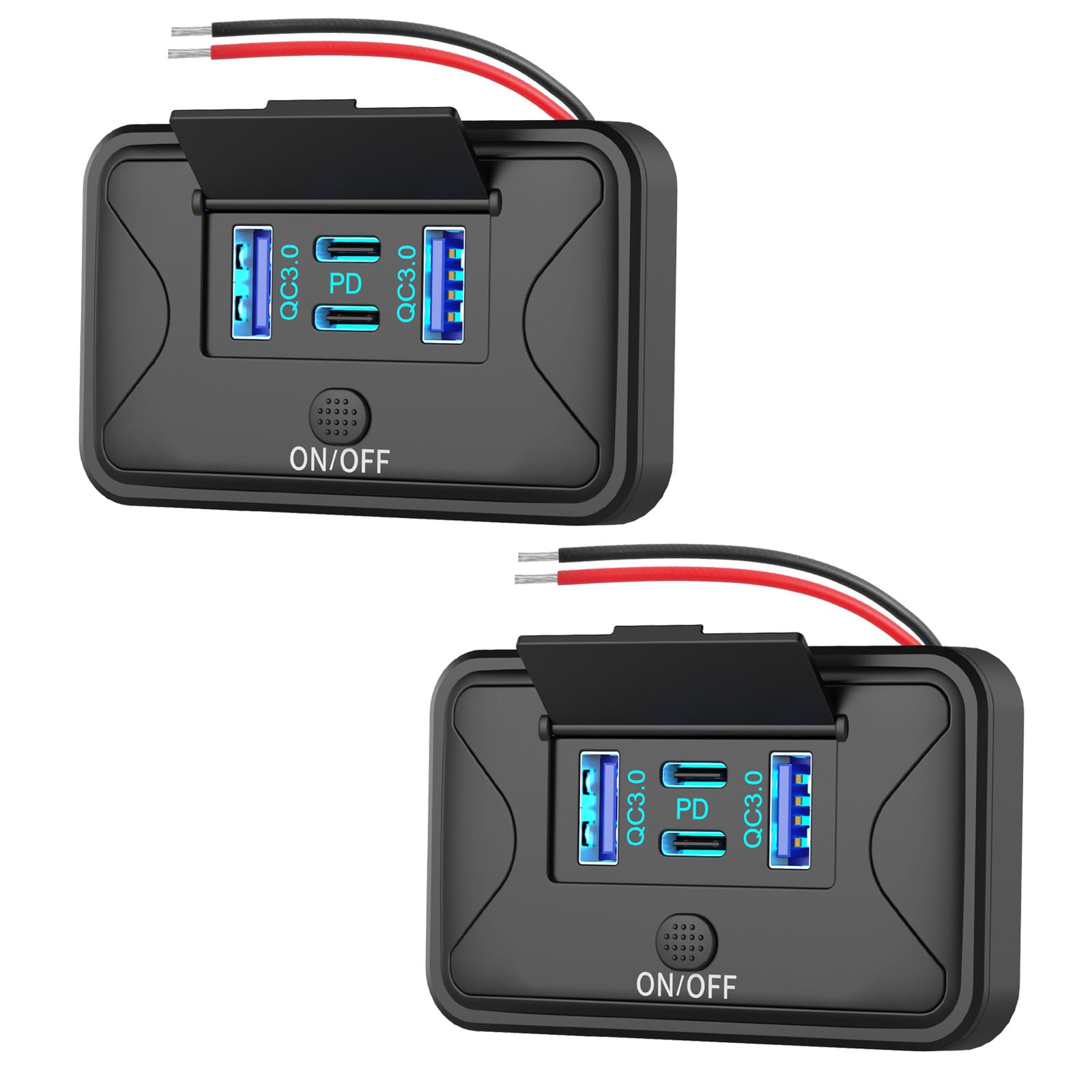 2 Pack 78W 4 Port 12V Usb Outlet Wall Mount, Dual 36W Pd & Dual 18W Qc3.0 Lightweight Surface Mount Charger Socket Panel With Bu