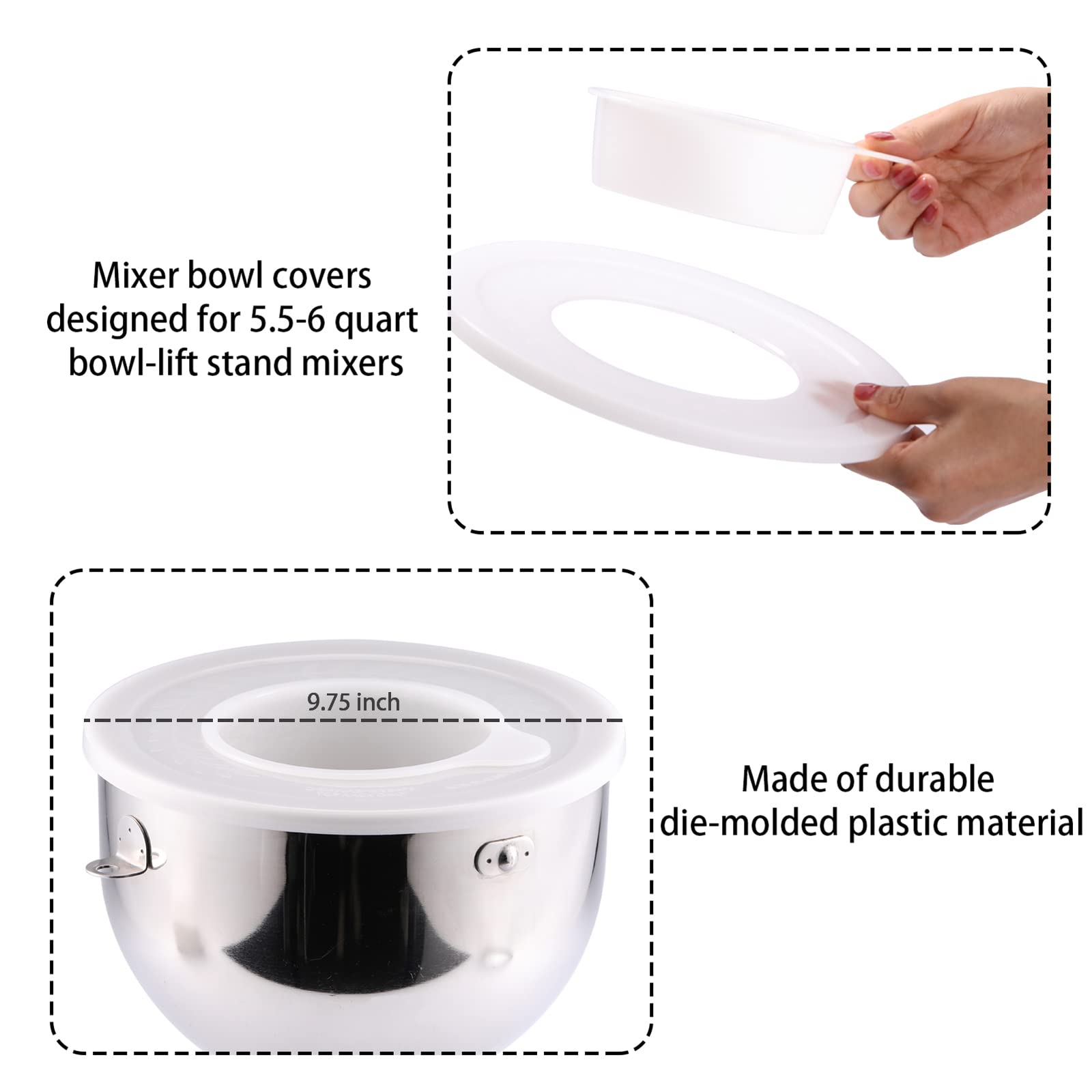 Mixer Bowl Lid Covers For Kitchenaid 5.5 6 Quart Bowls   Stand Mixer Bowl Covers To Prevent Ingredients From Spilling, Fits Bowl