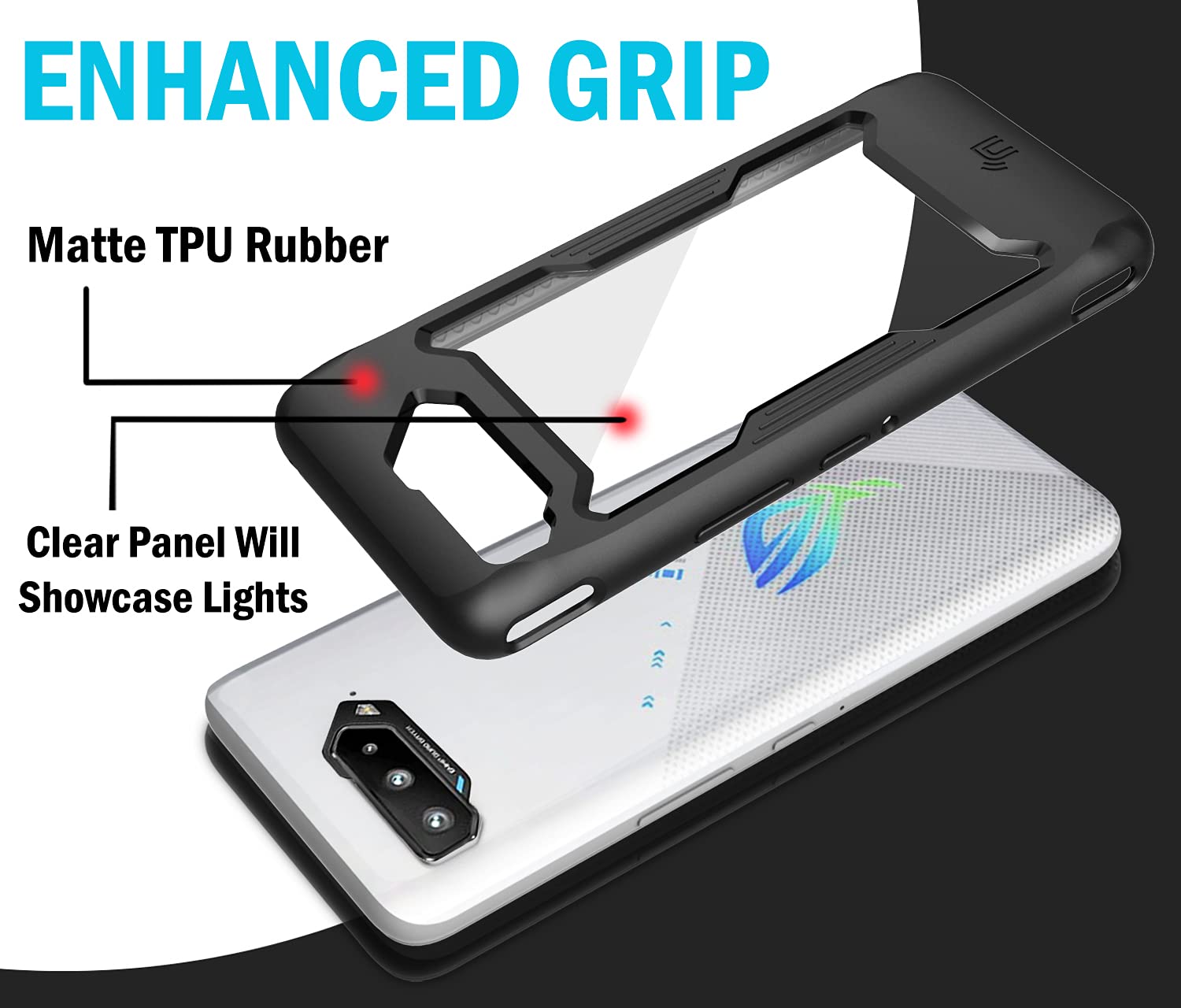 Nakedcellphone Showcase Series Compatible With Asus Rog Phone 5 / Rog 5 Pro/Rog 5 Ultimate Case, Matte Black Rugged Tpu Rubber H