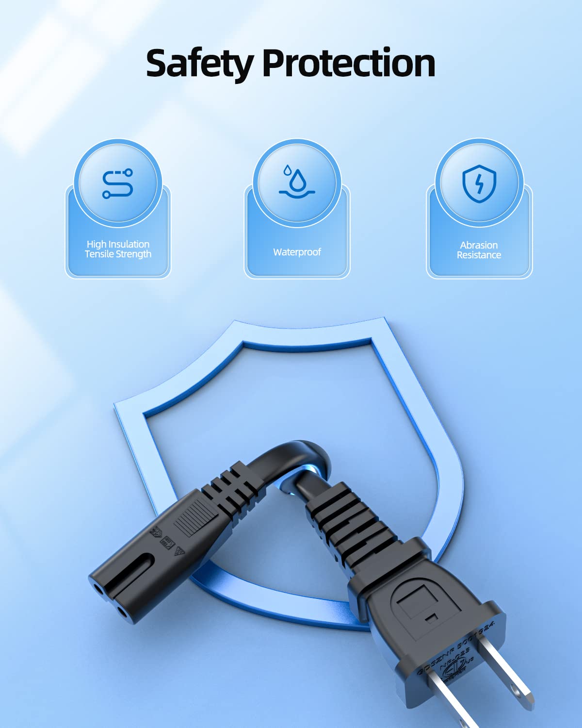 Superer Charger Cord for iRobot Roomba Home Base - Compatible with 600, 800, 900 Series & i Series, 2 Prong, Black, 15.12 x 7