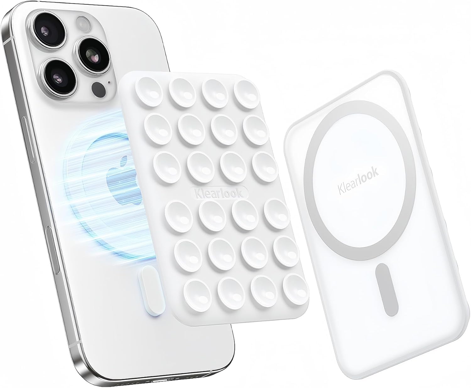 Klearlook Magnetic Cell Phone Stand Suction Phone Mount For Magsafe Case, Removable Silicone Sticky Phone Grip Holder For Hands-