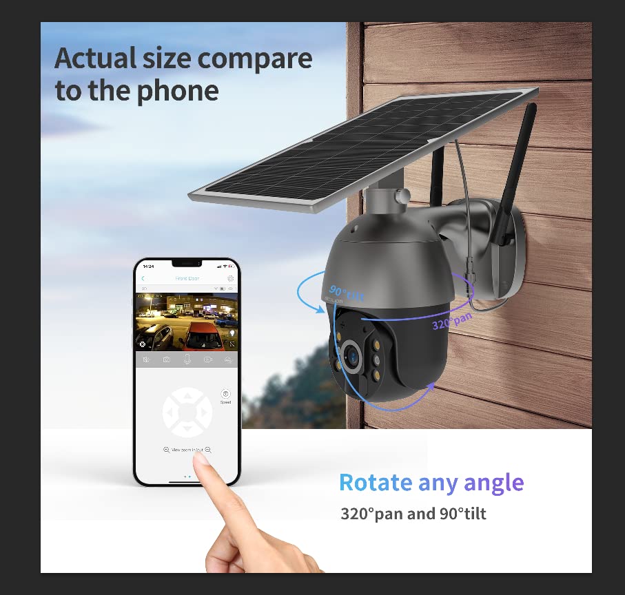 Soliom S600 3G/4G Lte Outdoor Solar Powered Cellular Security Camera Wireless,Pan Tilt 360View Spotlight,1080P Night Vision,2 Wa