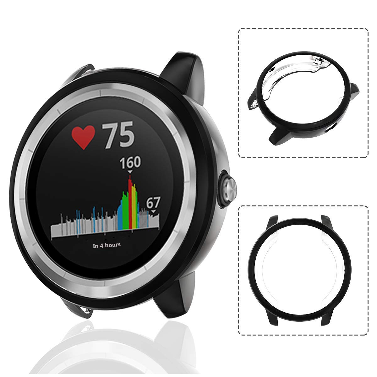 Compatible For Garmin Vivoactive 3 Protector Case,Jzk Soft Tpu Plated Screen Protector Cover All Around Protective Screen Bumper