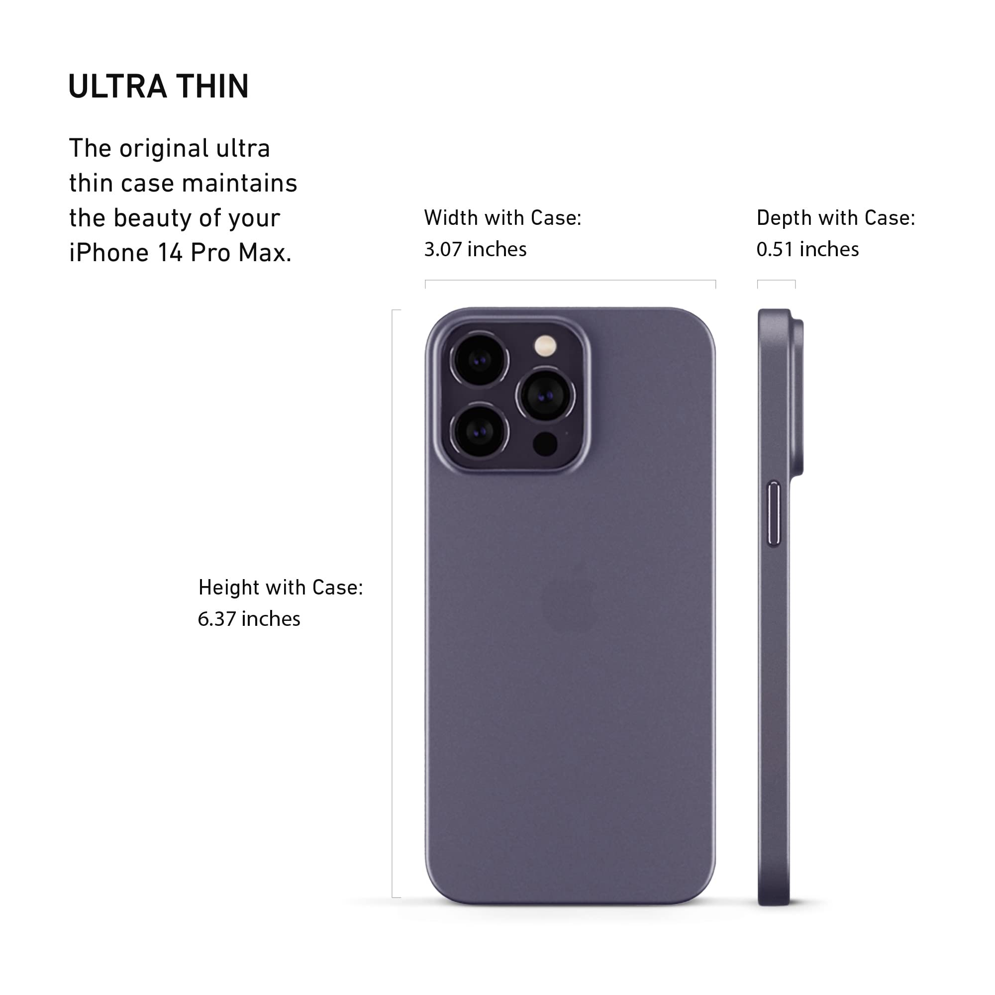 Peel Ultra Thin Iphone 14 Pro Max Case, Deep Purple   Minimalist Design | Branding Free | Protects And Showcases Your Apple Ipho