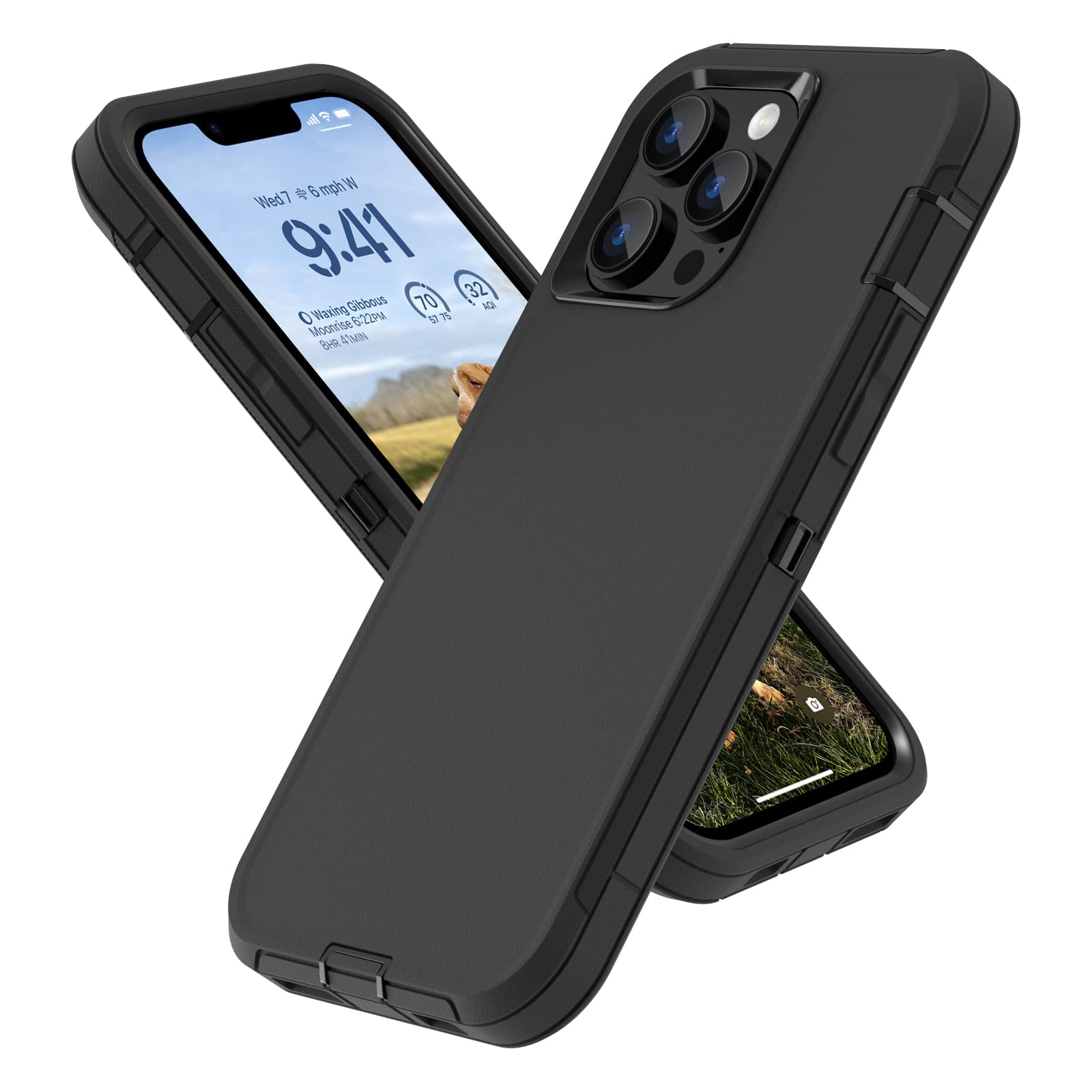 Sansunto iPhone 13 Pro Case Silicone Rubber Cover Black for iPhone 13 Pro | Dual Layer, Full Body Protection Case, for Men & Wom