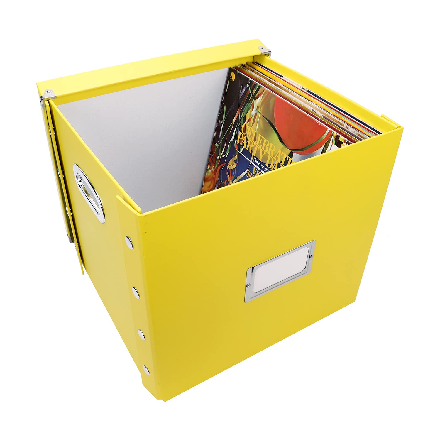 Snap N Store Vinyl Record Storage Box   12''   1 Pack  Crate Holds Up To 75 Vinyl Albums   Yellow