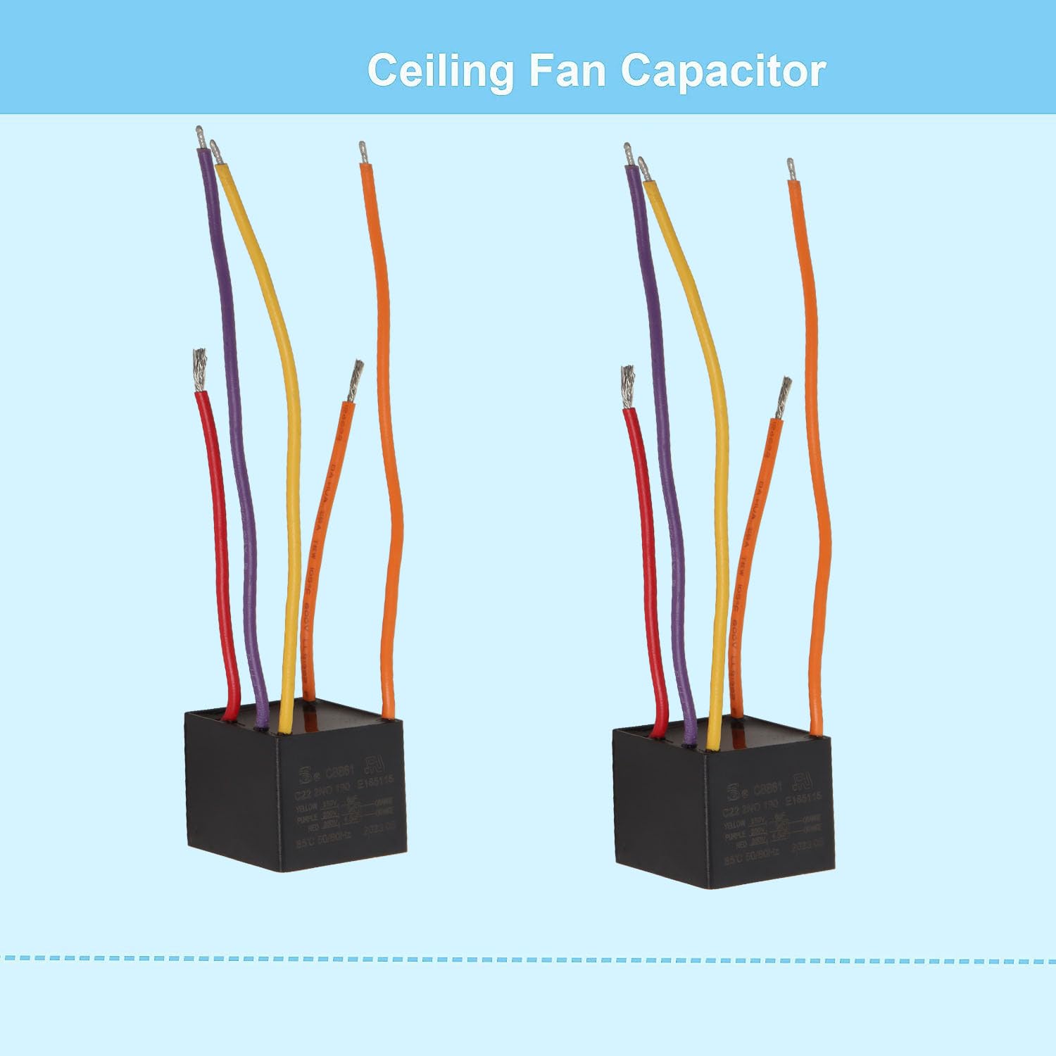 Podoy Ceiling Fan Capacitor Cbb61 5 Wire For Compatible With New Tech 4.5Uf+5Uf+6Uf 250Vac (Pack Of 2)