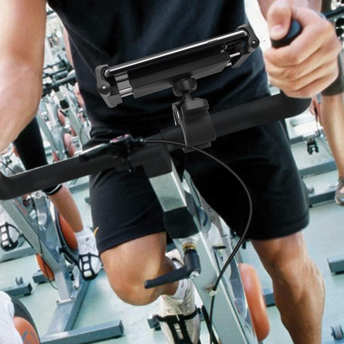 Dhystar Tablet Holder Mount For Exercise Spin Bike,Treadmill,Microphone Mic Stand,Stationary Bicycle Handlebar,Elliptical,Boat,Golf Cart,Stroller,Adjustable Clamp Fits Tablets/Smart Phones,Stable