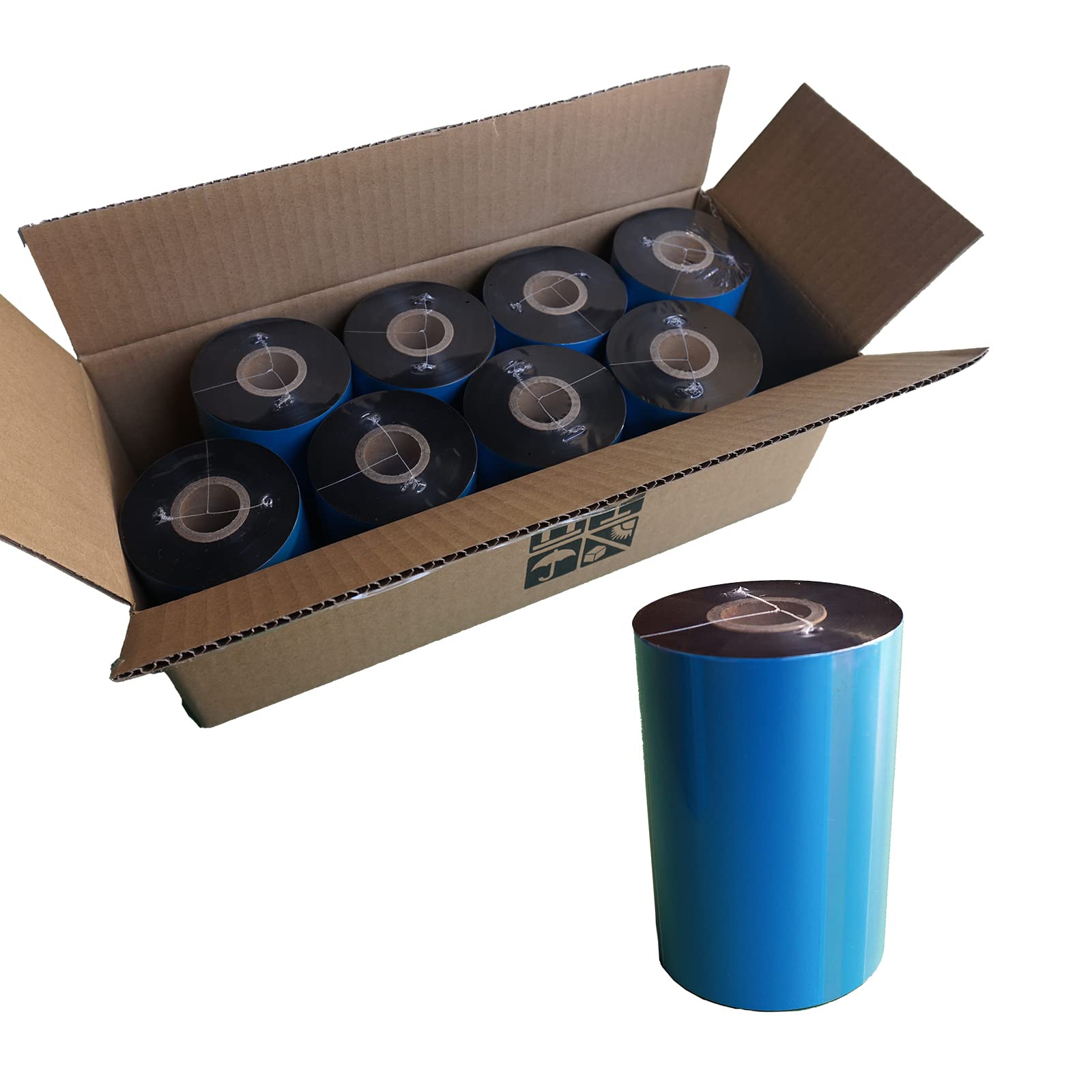 8 Rolls 4.33'' X 1476' Premium Resin Enhanced Wax Ribbon, 110Mm X 450M Black Thermal Transfer Ribbon, Barcode Thermal Label Prin