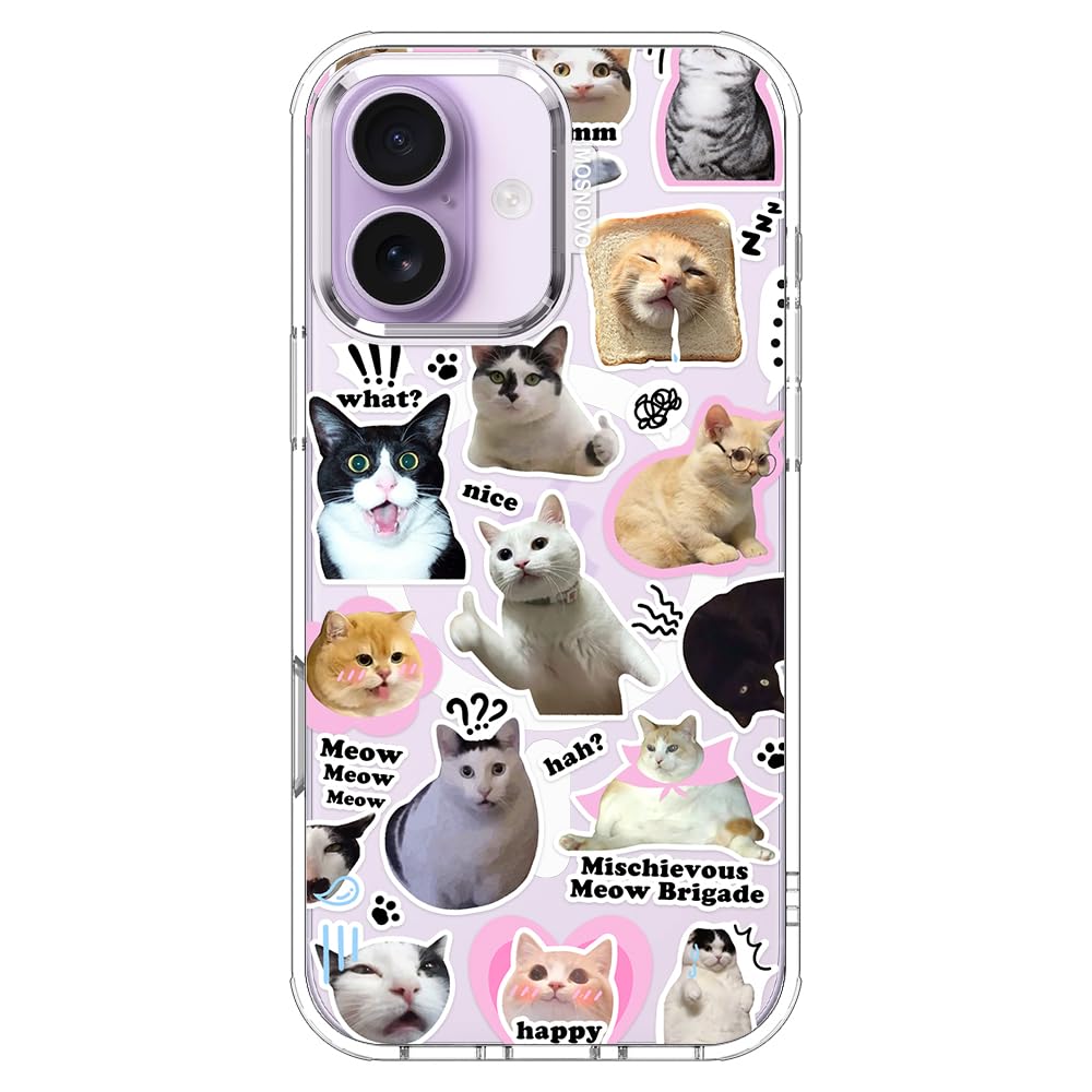 MOSNOVO for iPhone 17 Case | Compatible with Magsafe | Military Grade 6.6ft Drop Tested | Camera Control | Clear with The Cat Br