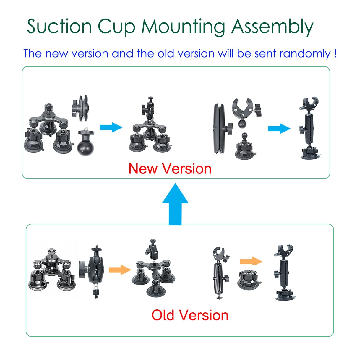 Fotoleey 360 Camera Heavy Duty Outside 4 Suction Cups Car Mount Kit For Insta360 X4/X3/One Rs Compatible With Gopro Max, Hero 12