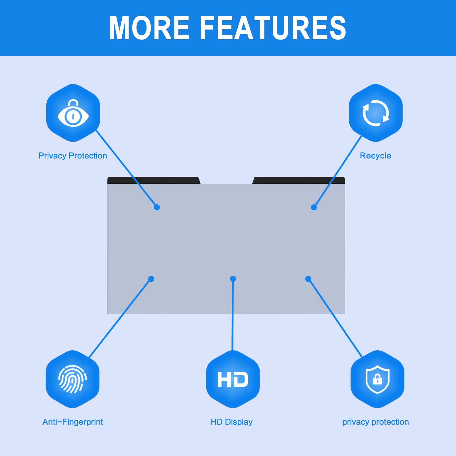 Filmext Laptop Privacy Screen 13.3 Inch Compatible With Hp Elitebook Dell Xps Lenovo Thinkpad, Removable 16:9 Laptop Privacy Fil