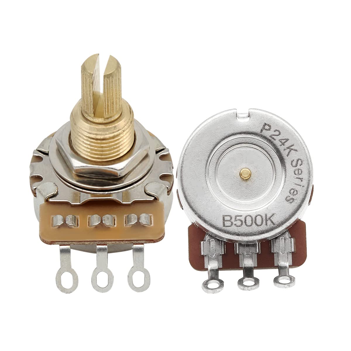 Fleor 2Pcs B500K Linear Pots 19Mm Long Split Shaft Guitar Potentiometer, 24 Tooth