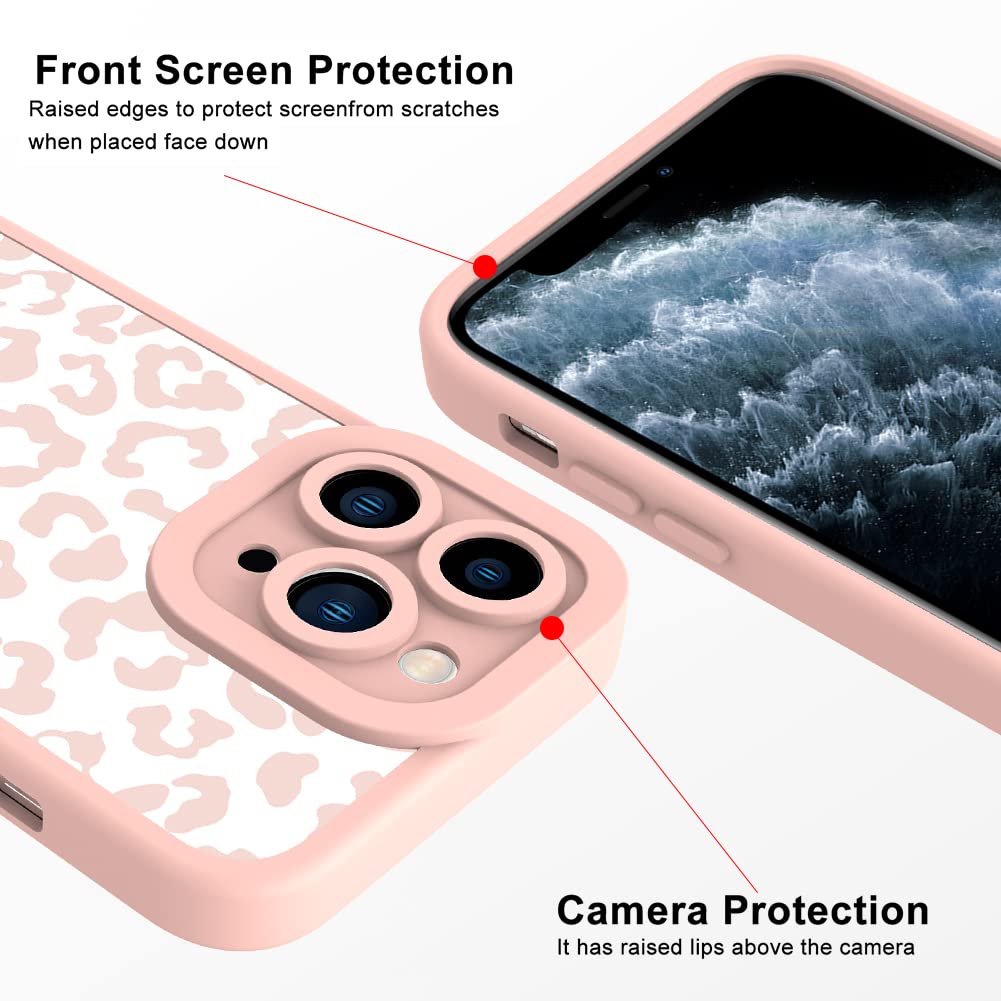 Ziye For Iphone 11 Pro Max Case Pink Leopard Pattern Phone Case With Camera Protection,Tpu Silicone Rubber Protective Cover Chee