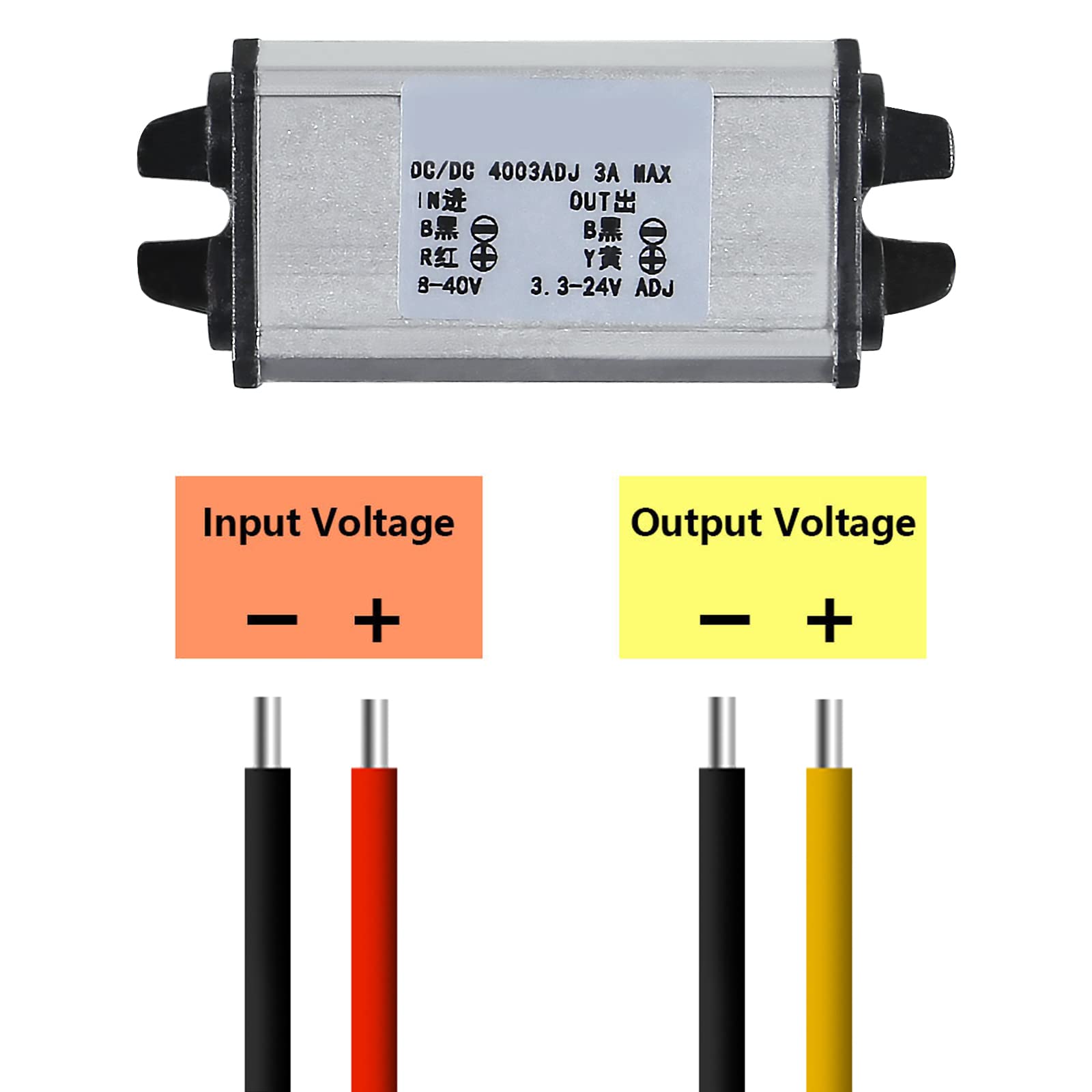 8 40V To 3 24V Dc Converter Car Power Voltage, Waterproof Dc 8 40V Step Down To Dc 3 24V 3A Voltage Regulator Buck Converter Pow
