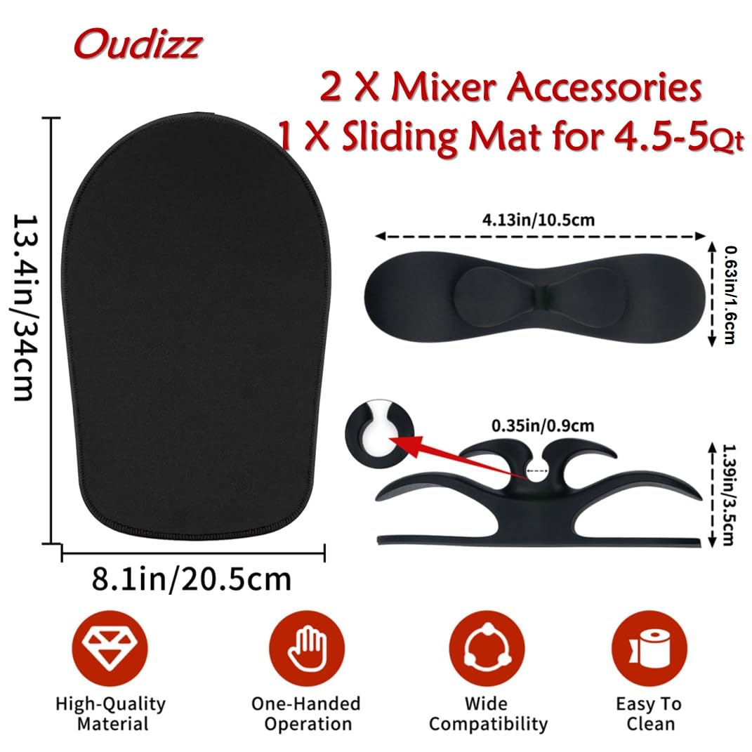 Sliding Mats For Kitchen Aid Head Stand Mixer With 2 Black Kitchen Accessories,Mixer Mover Slider Mat Pad For Kitchenaid 4.5 5 Q