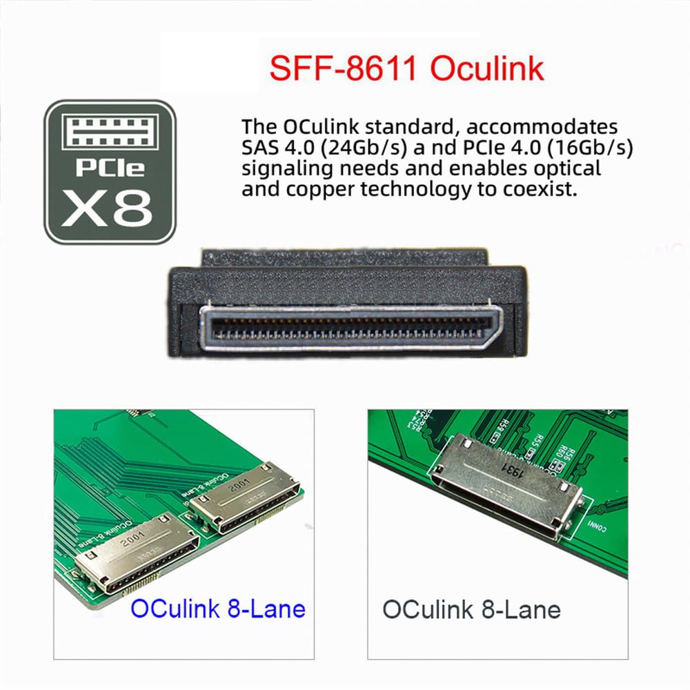 Cablecc Oculink Pcie Pci Express Data Active Cable Sff 8611 8I To Sff 8654 8I 8X Slimline Ssd 50Cm