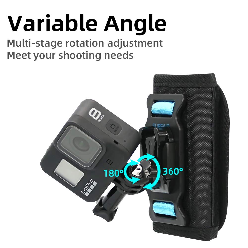 Surewo Backpack Shoulder Strap Mount With Adjustable Shoulder Pad Compatible With Gopro Hero 13/12/11/10/9/8/7/6/5/4,Dji Osmo Action 5 Pro/4/3,Akaso/Crosstour And Most Action Cameras