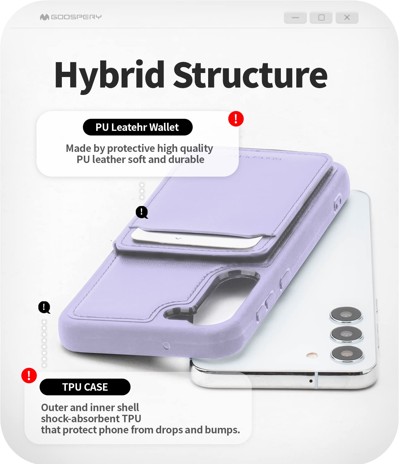 Goospery Galaxy S23 Plus Wallet Case   5 Card Holder, Slim Pu Leather, Magnetic Closure, Shockproof Full Cover   Lavender Purple