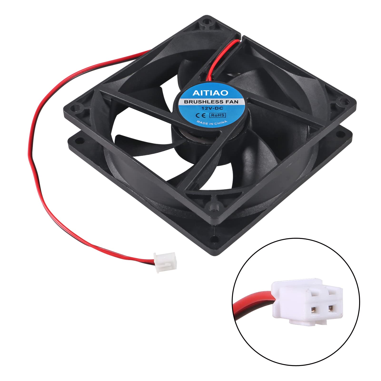Aitiao 4Pcs 9225 Computer Fan 2Pin Dc 12V 92Mm 92Mm 25Mm High Speed Muffin Fan Cooling Fan,Ul Certified For 3D Printer Computer