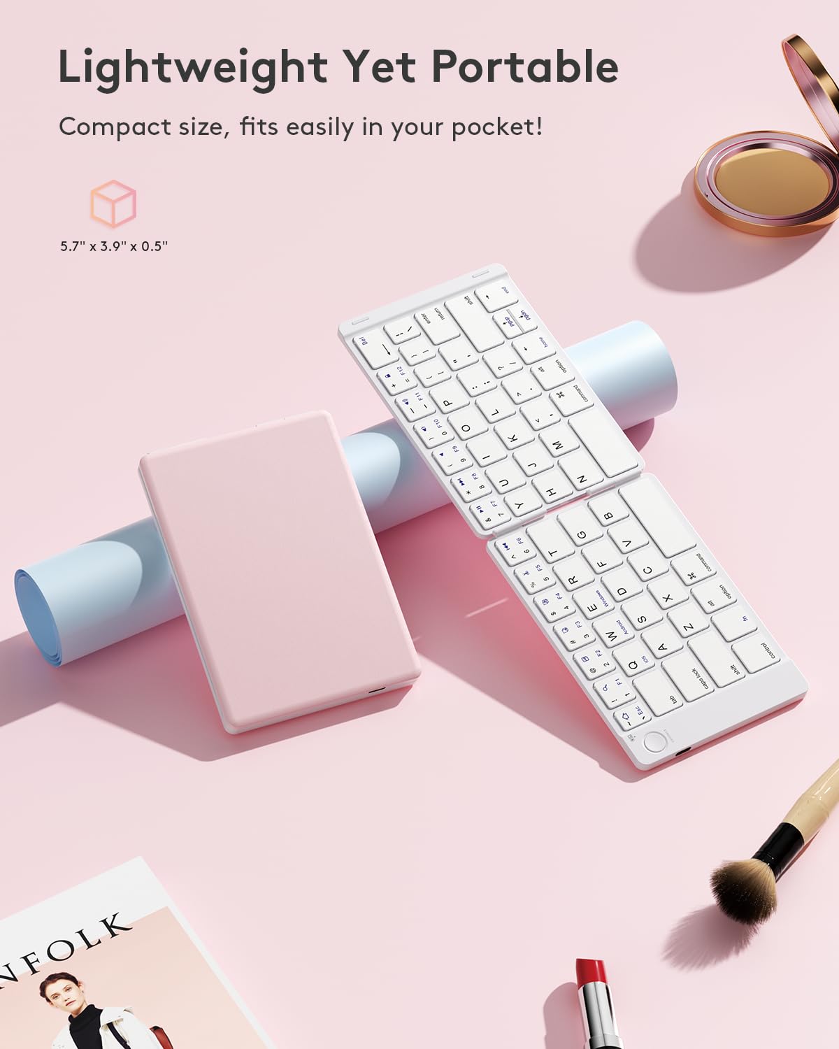 Samsers Foldable Bluetooth Keyboard   Portable Wireless, With Stand Holder, Rechargeable Full Size Ultra Slim Folding Keyboard F