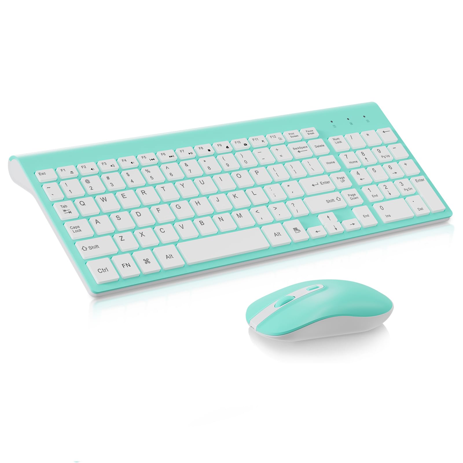 Cimetech Wireless Keyboard And Mouse Combo, Compact Full Size Wireless Keyboard And Mouse Set 2.4G Ultra Thin Sleek Design For Windows, Computer, Desktop, Pc, Notebook, Laptop   Blue