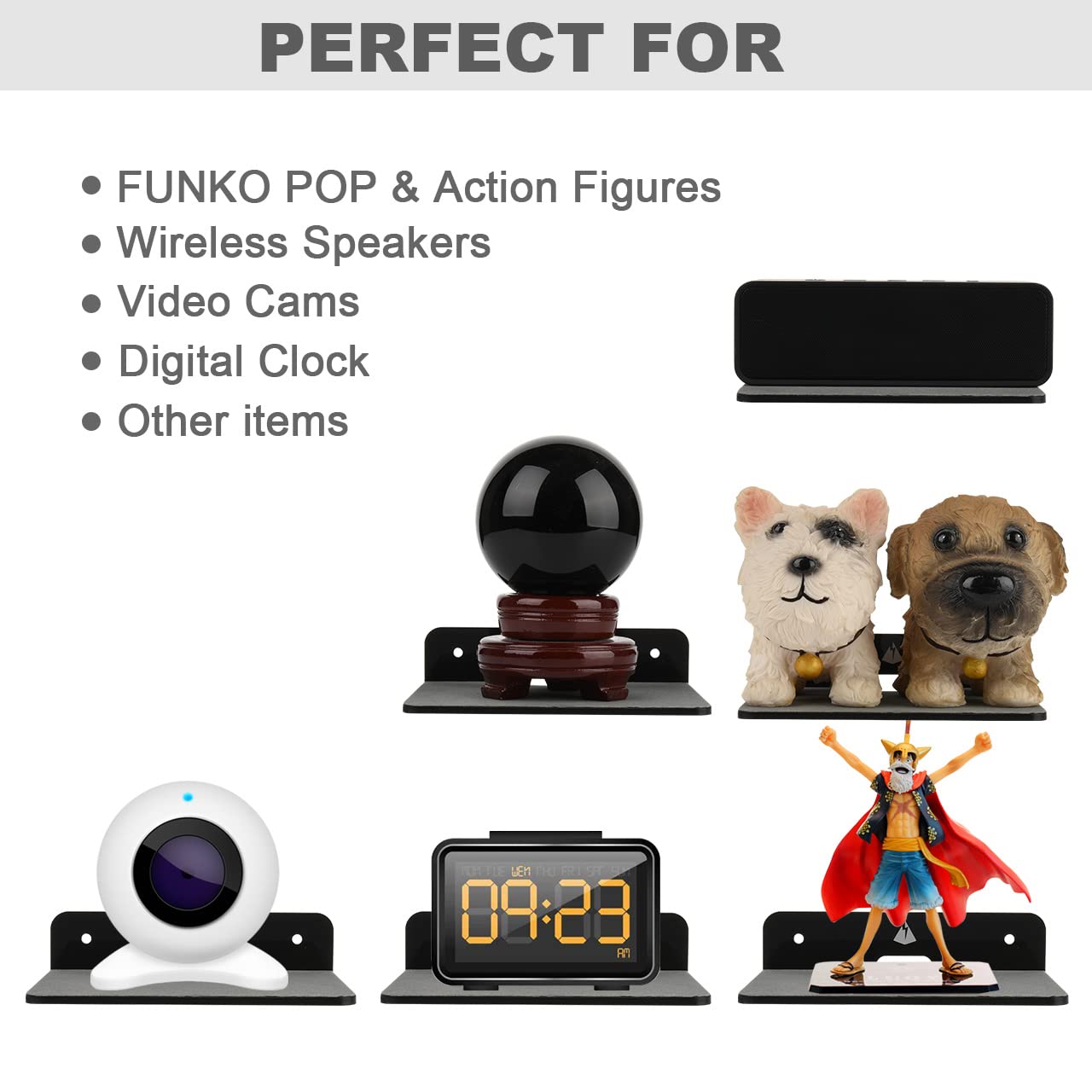 Txesign Wall Shelves Speaker Shelves 2 Pack, Small Wall Shelves Speaker Mount For Bluetooth Speaker, Webcam, Cell Phones, Toy Di