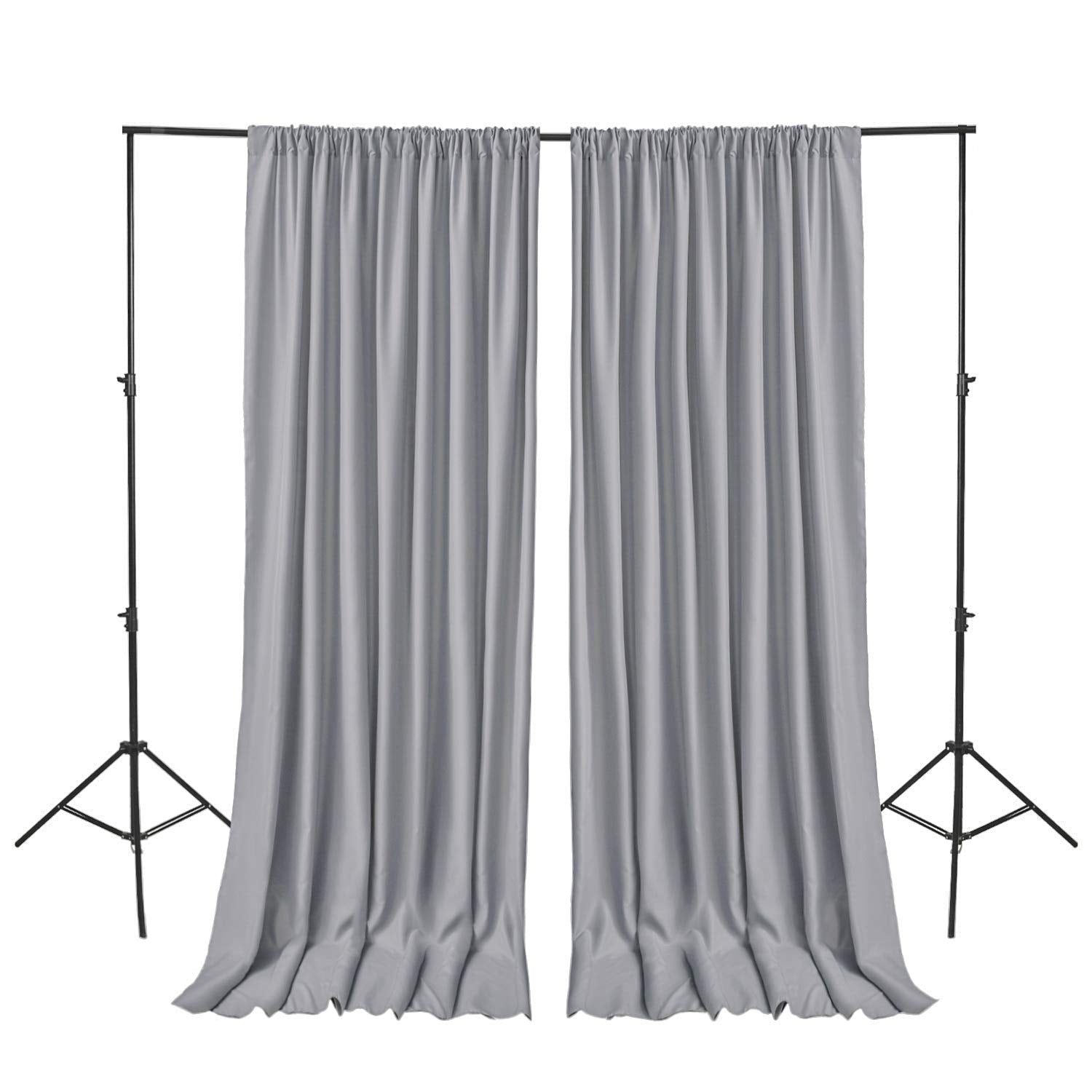 Hiasan Silver Grey Backdrop Curtains For Parties, Polyester Photography Backdrop Drapes For Family Gatherings, Wedding Decoratio