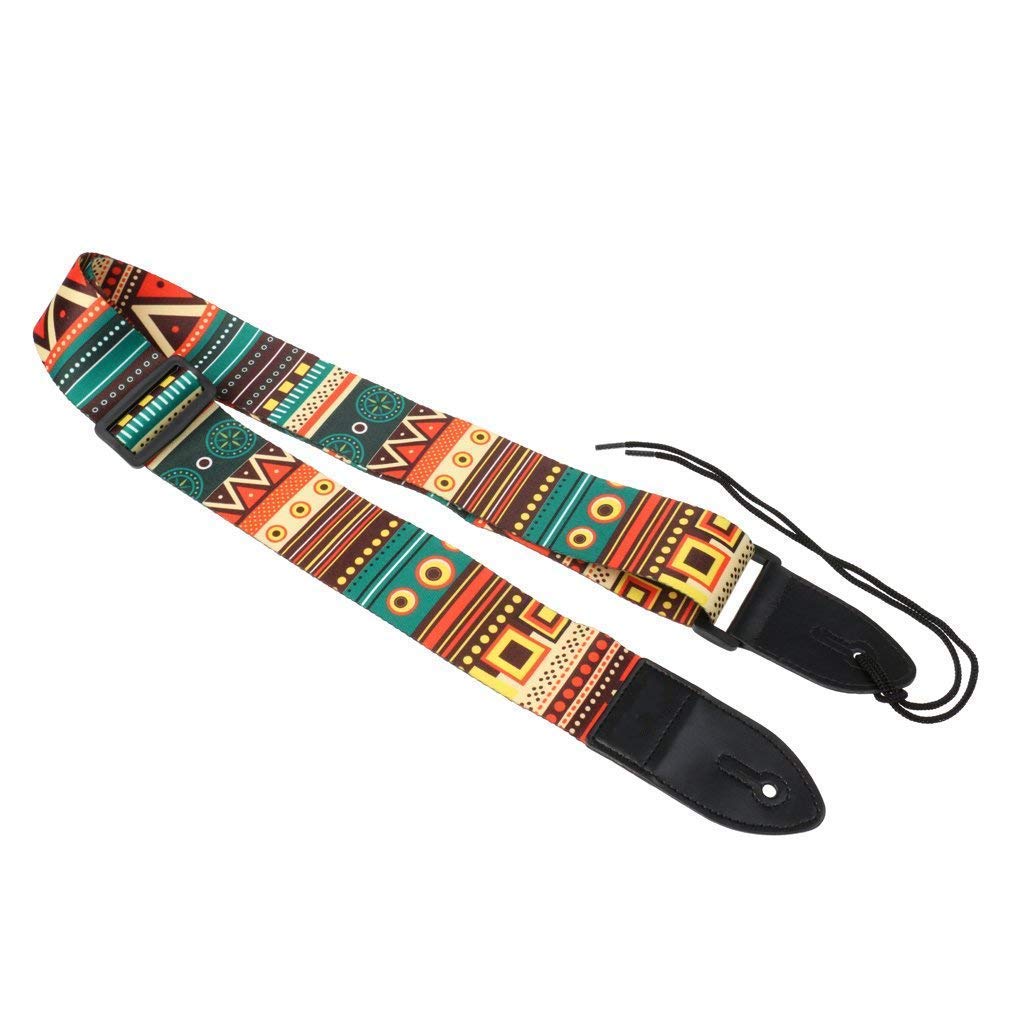 WildCard India Adjustable Guitar Strap with PU Leather Ends |Guitar Strap with Pick Holders for Electric/Acoustic Guitar (Clan s
