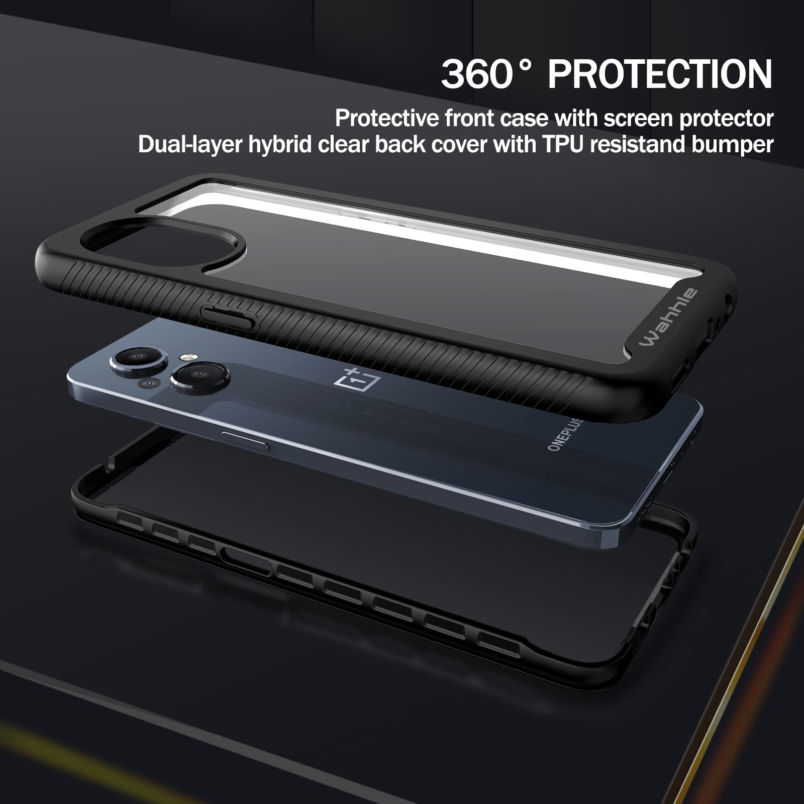 Wahhle Oneplus Nord N20 5G Case, Built In Screen Protector Full Body Shockproof Slim Fit Bumper Protective Phone Cover For 1+ No