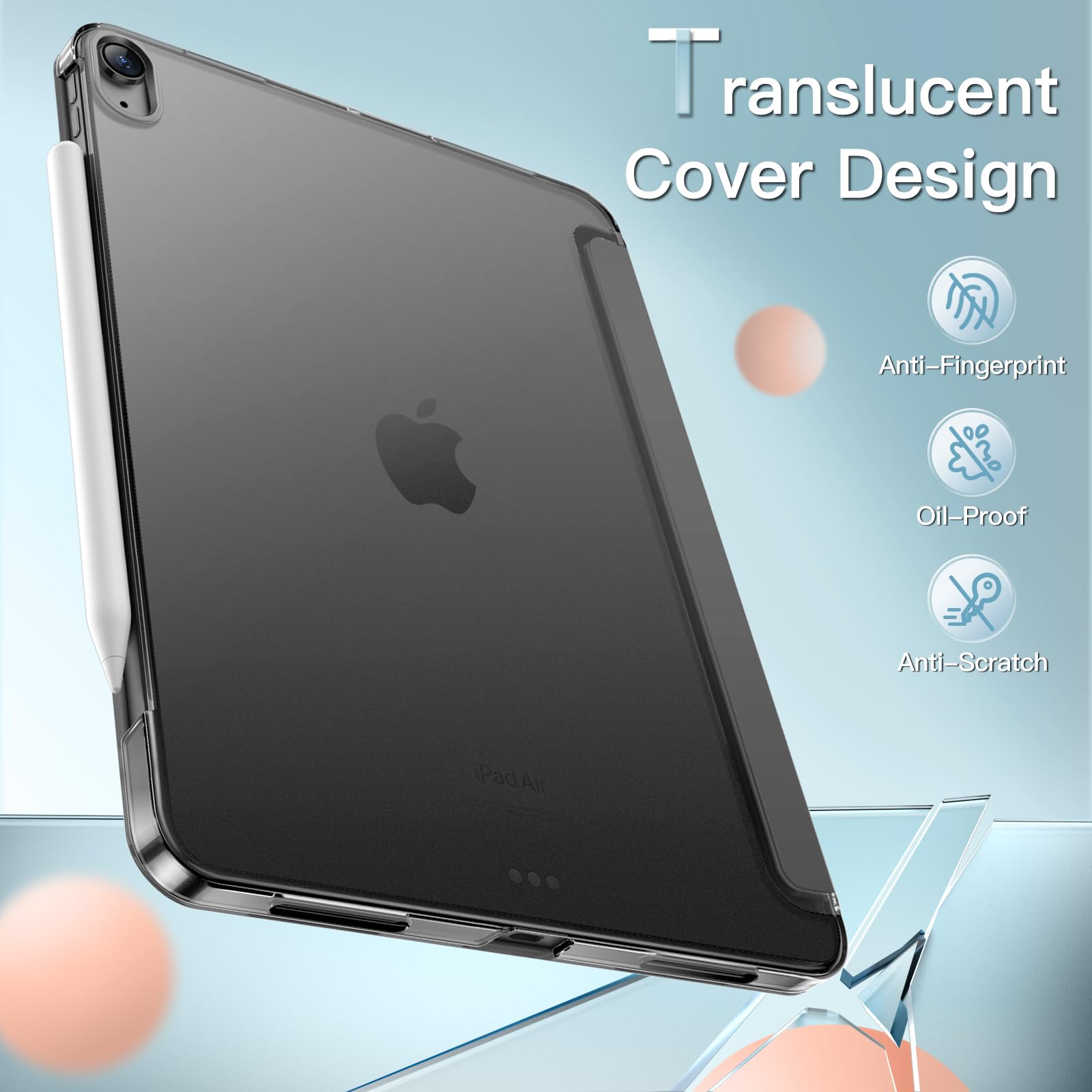 Jetech Case For Ipad Air 13-Inch M2 (2024), Slim Stand Hard Back Shell Smart Cover With Auto Wake/Sleep (Space Gray)