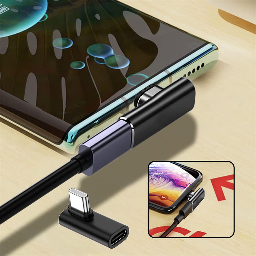 Cablecc 90 Degree Low Profile Right & Left Angled Usb 3.1 Type-C Male To Female Extension Adapter For Laptop & Tablet & Phone