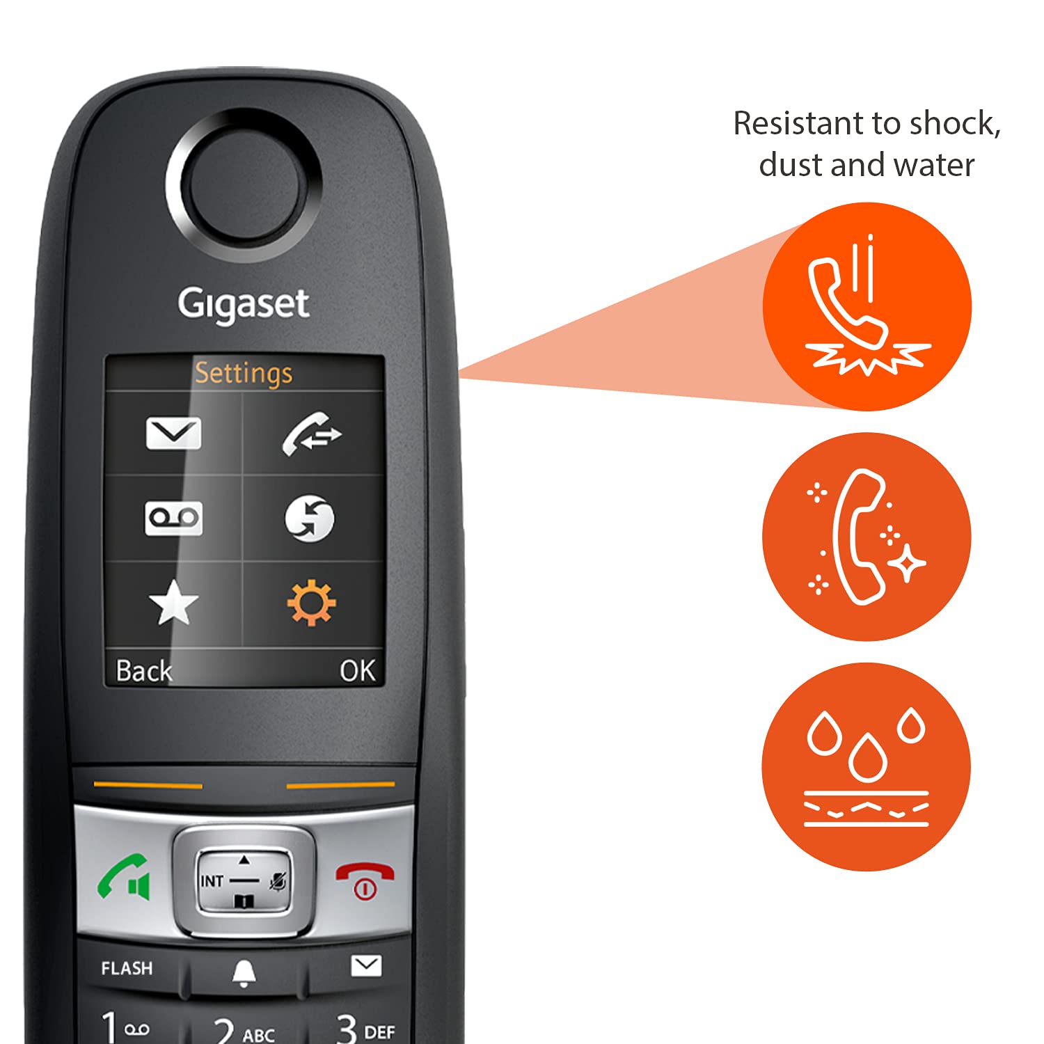 Gigaset E630H � Additional Handset   Cordless Phone   Robust And Durable, Resistant To Water Splash, Dust And Shock, For Diy Enthusiasts, Skilled Craftsmen, Gardeners And Mechanics, Black