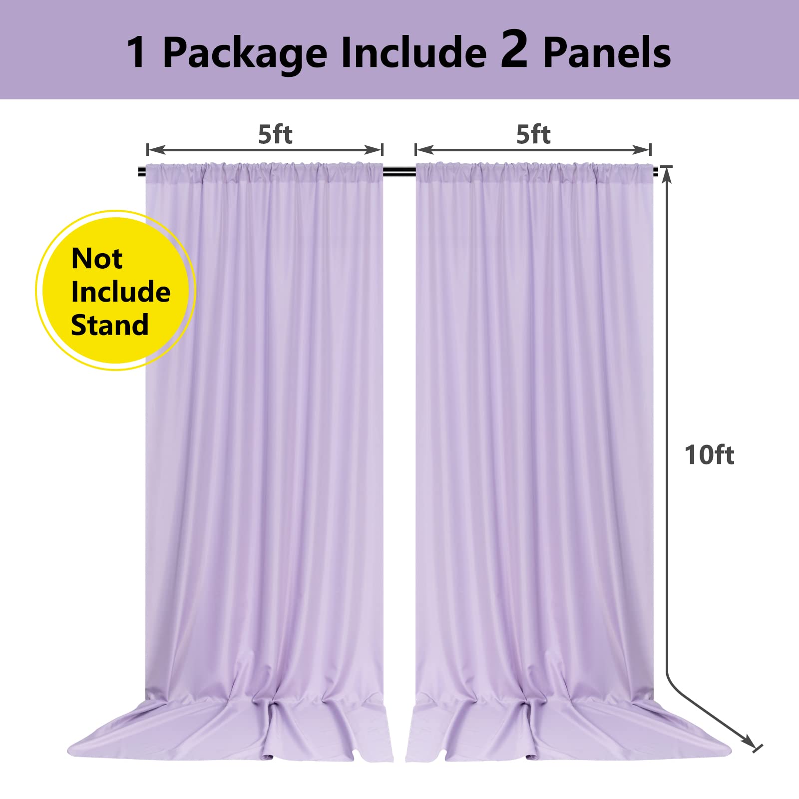 Mysky Home 10Ft X 10Ft Curtains Backdrop Curtains For Parties Light Purple Background Curtains Drapes Wedding Curtains Stage Cur
