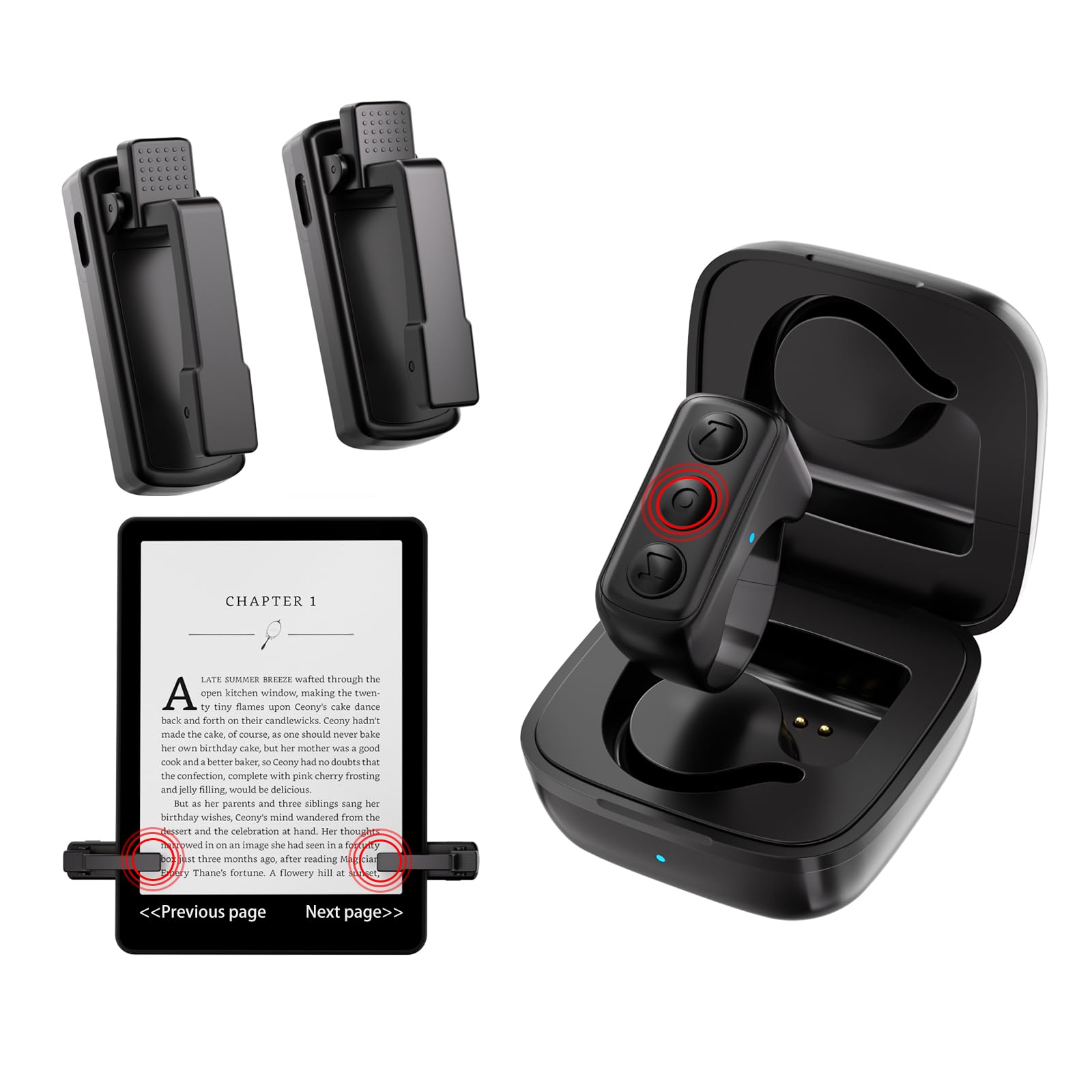 Biftu Rf Remote Page Turner For Kindle Paperwhite Oasis Kobo Ereaders, Taking Photos Camera Video Recording Remote Triggers, Pag