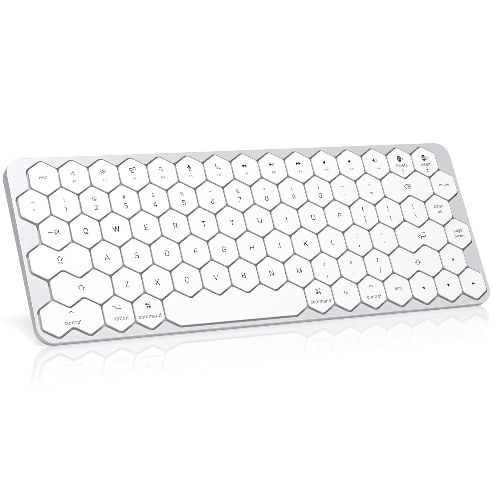 GEEZER Wireless Bluetooth Keyboard  Hexagon Keycap Portable UltraSlim Rechargeable Compact Keyboards Compatible with Mac, iPho