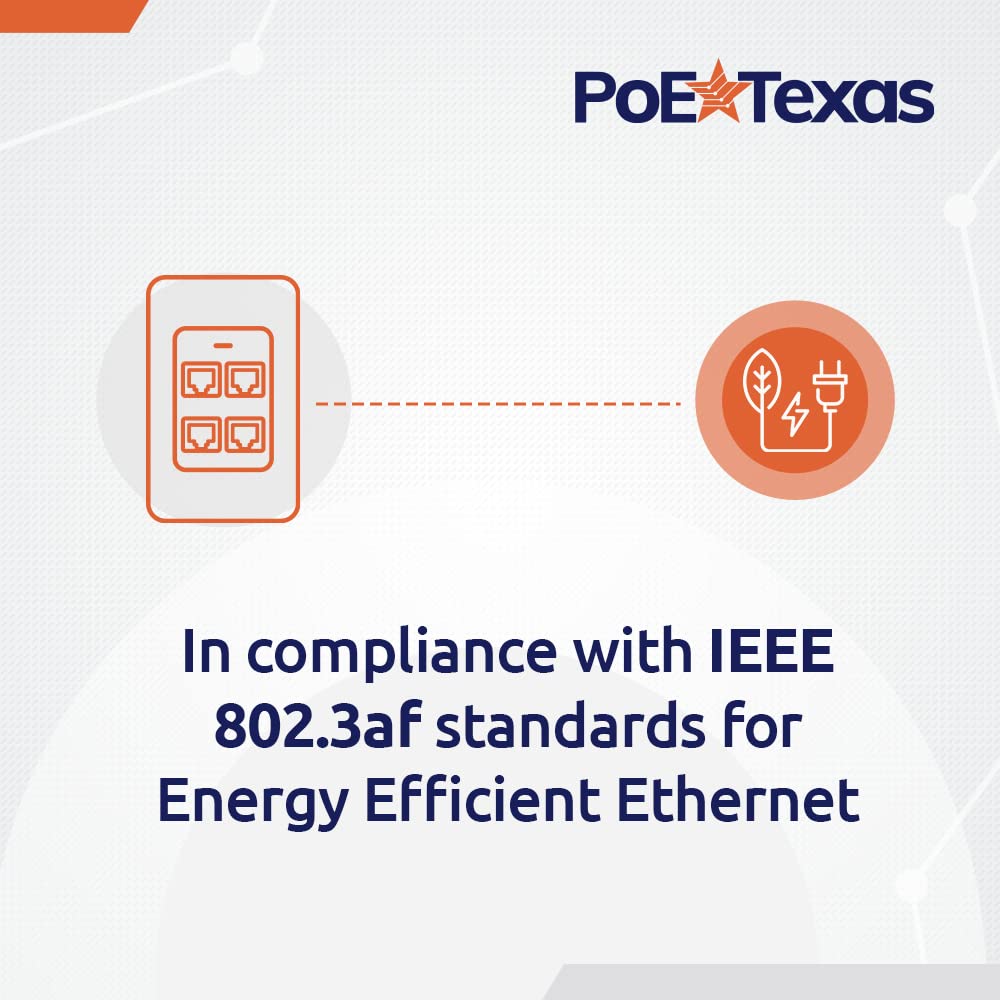 Poe Texas 4 Port Inwall Gigabit Poe Extender   Power Over Ethernet In Wall Switch Plate With Ieee 802.3Bt Uplink & Full Passthro