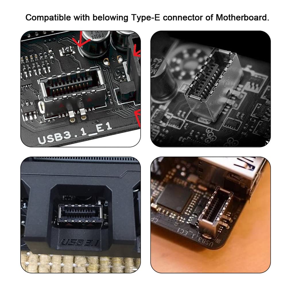 Nfhk 2Pcs Usb 3.1 Front Panel Header Male Type E To Type A & Type C Usb C Motherboard Extension Data Adapter