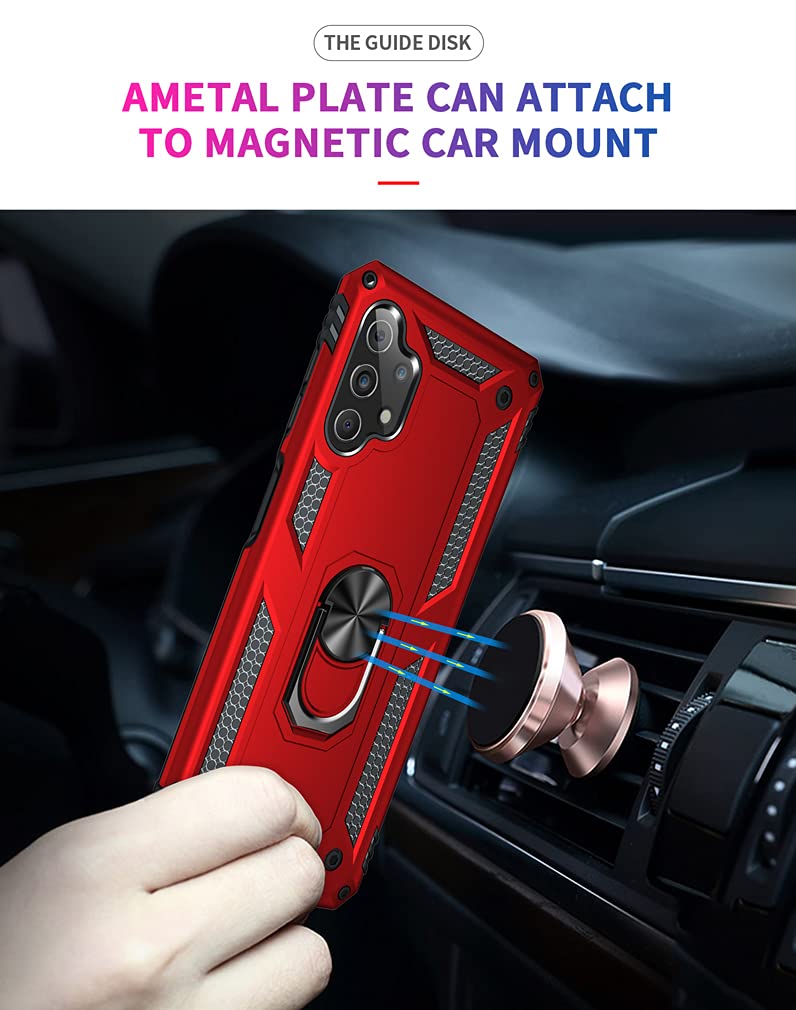 Yzok For Galaxy A32 5G Case,Samsung A32 5G Case, With Hd Screen Protector,[Military Grade] Ring Car Mount Kickstand Hybrid Hard
