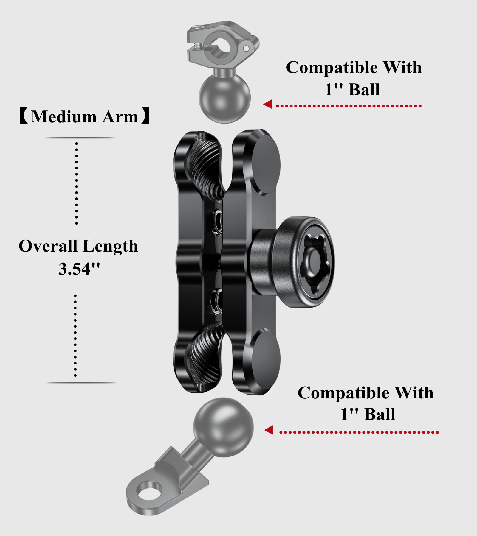 Brcovan Anti Theft Aluminum Alloy Double Socket Arm Compatible With Ram Mounts B Size 1 ' ' Ball Mounting Base & Bike Motorcycle