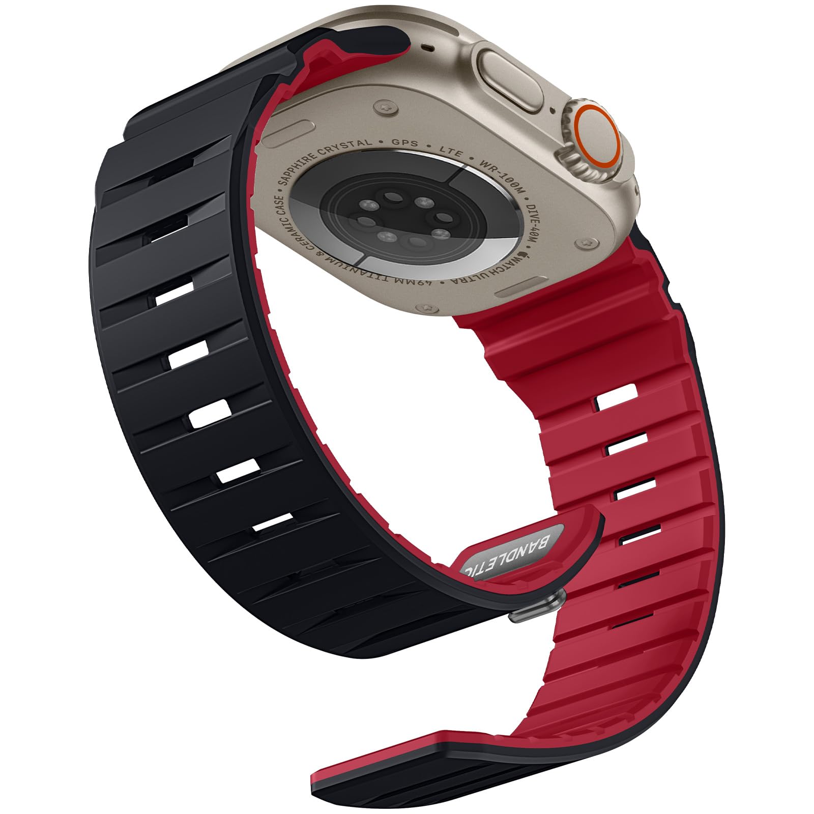 Bandletic Magnetic Bands Compatible with Apple Watch Ultra/Ultra 2/Ultra 3 Band 49mm/46mm/45mm/44mm/42mm(3/2/1) Men, Silicone Ma