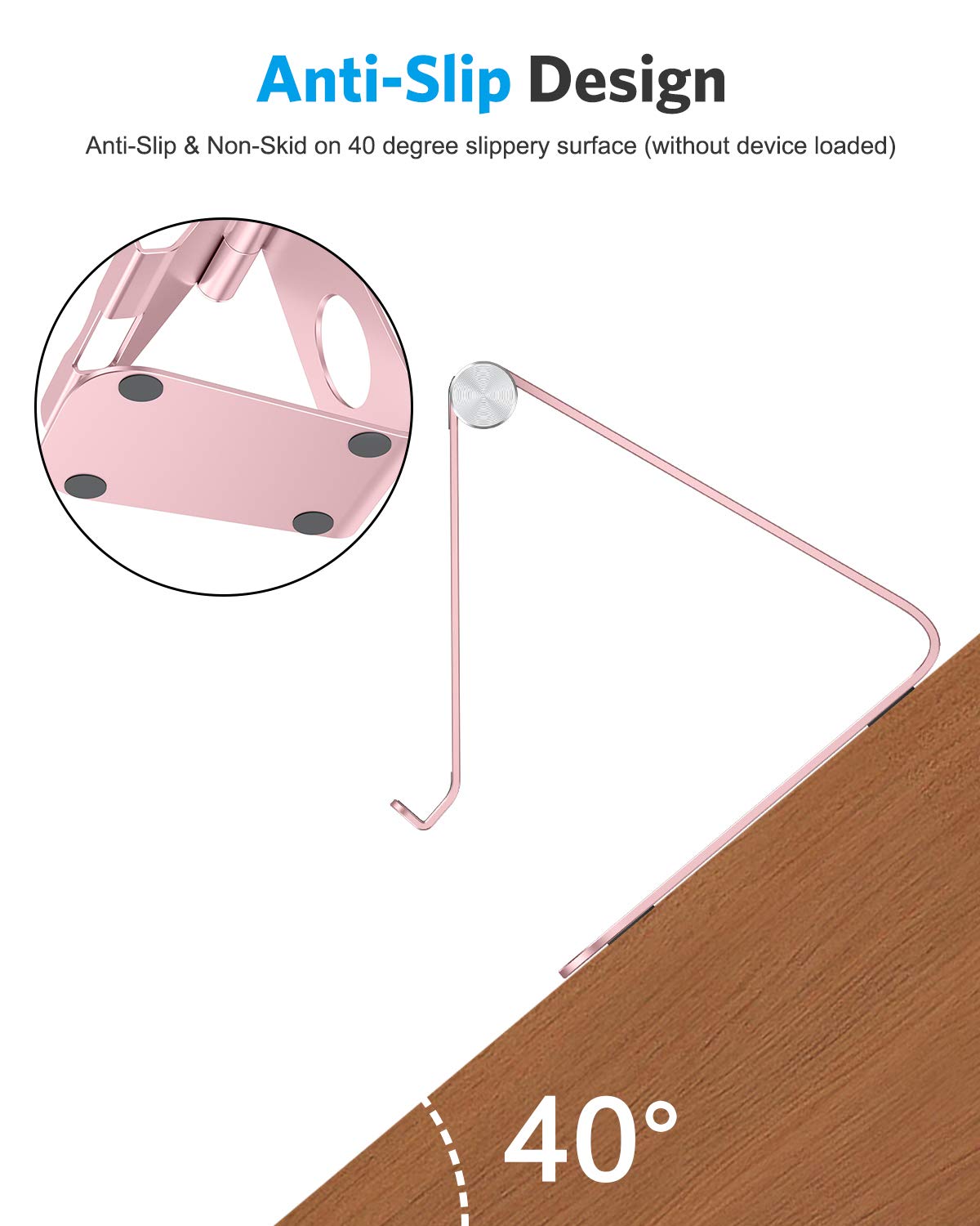 Omoton Tablet Stand Holder Adjustable, T1 Desktop Aluminum Tablet Dock Cradle Compatible With Ipad Air/Mini, Ipad 10.2/9.7, Ipad Pro 11/12.9, Samsung Tab And More, Rose Gold