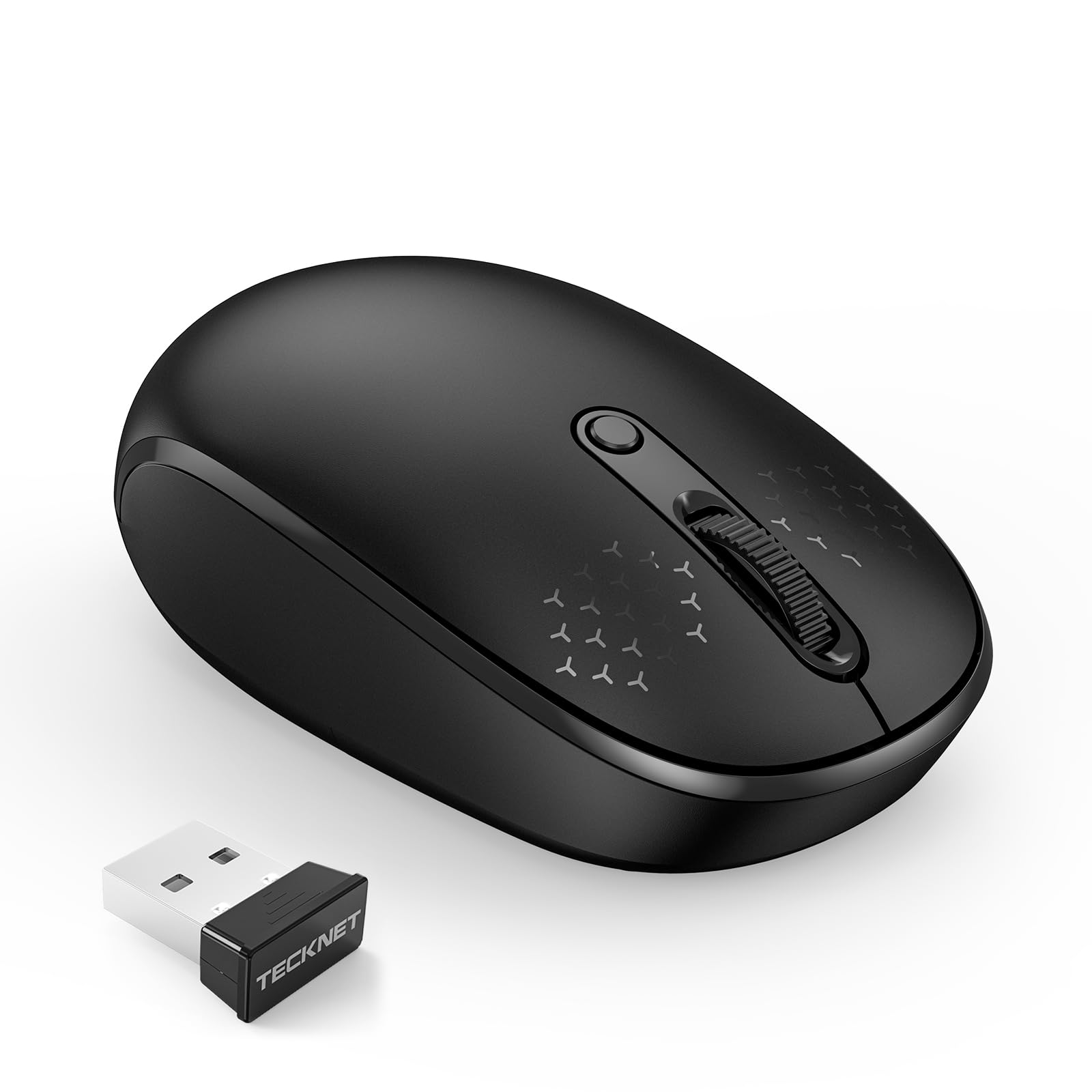 Tecknet Wireless Mouse, 2.4G Quiet Computer Mouse With Usb Receiver, 4 Buttons Portable Cordless Mice For Chromebook, Laptop, Pc, Mac, 800/1200/1600 Dpi   Black