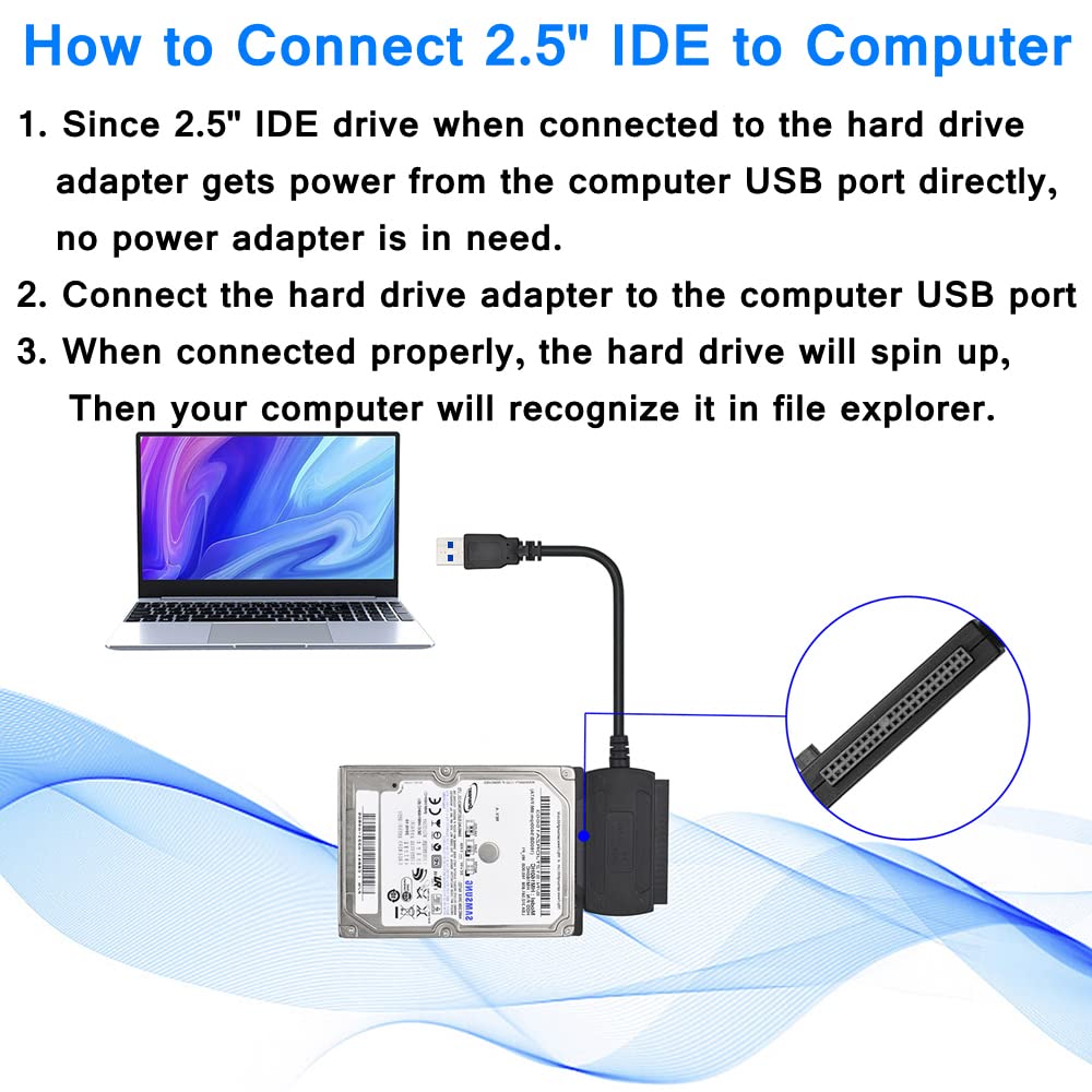 Urtop Sata/Pata/Ide Drive To Usb 2.0 Adapter Converter Cable For Hard Disk Hdd Ssd 2.5 3.5 With External Ac Power Supply, Compat