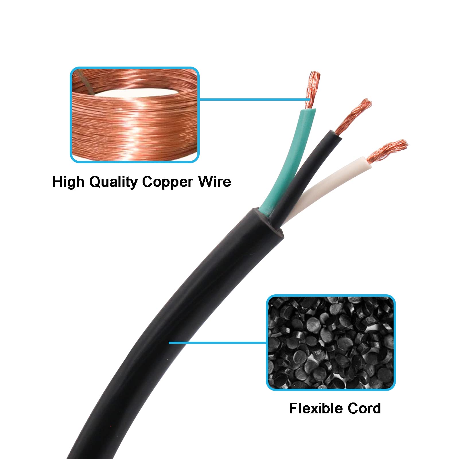 18 Gauge Replacement Power Cord,6.46Ft Cable 110V 115V 120V 125V 300V Pigtail For Appliance, Nema 5 15P Plug Us Sjt 18Awg (18/3)